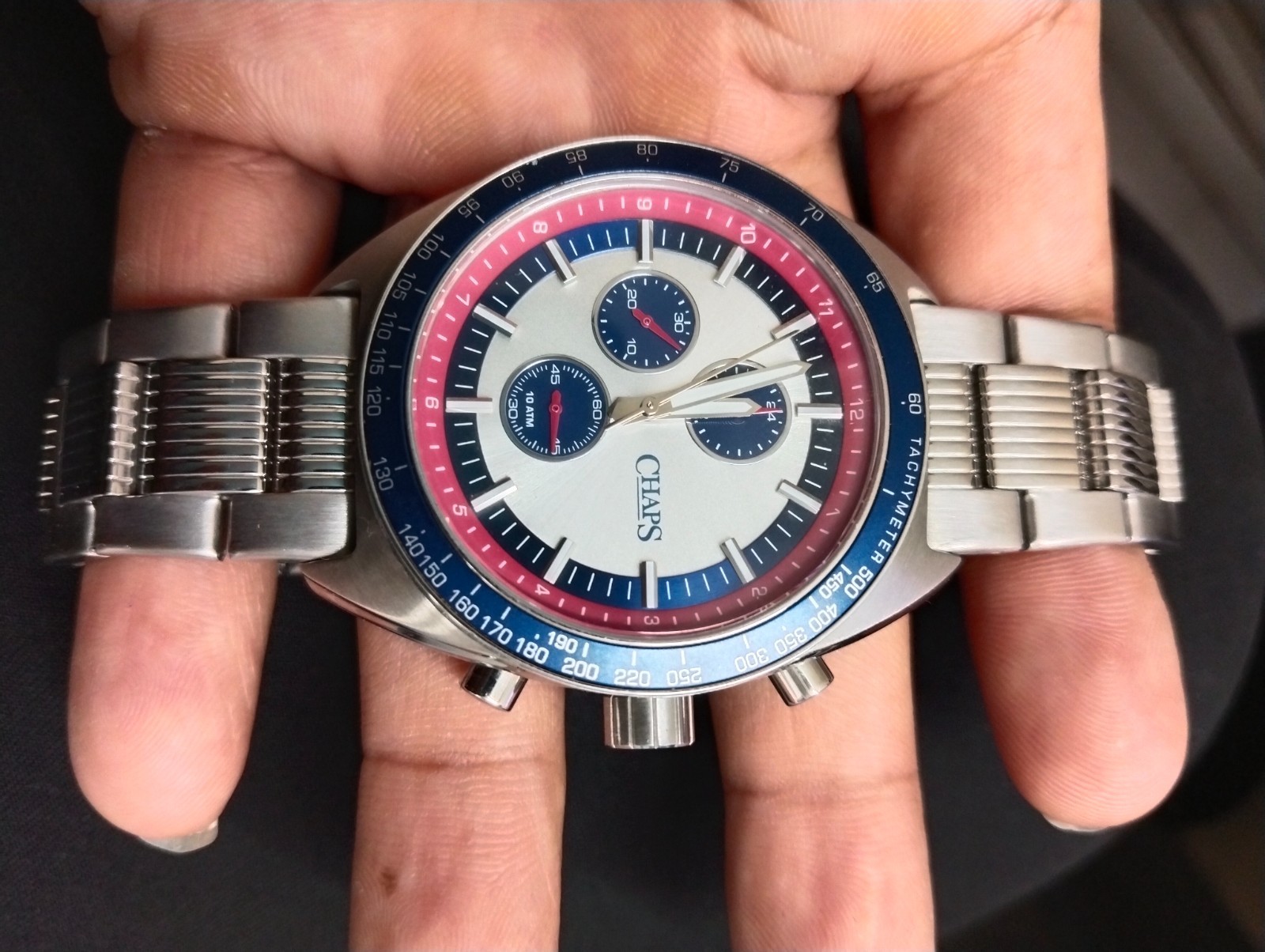 Used Men’s Blue Watch Stealth Black Wrist Watch Day Date Pepsi