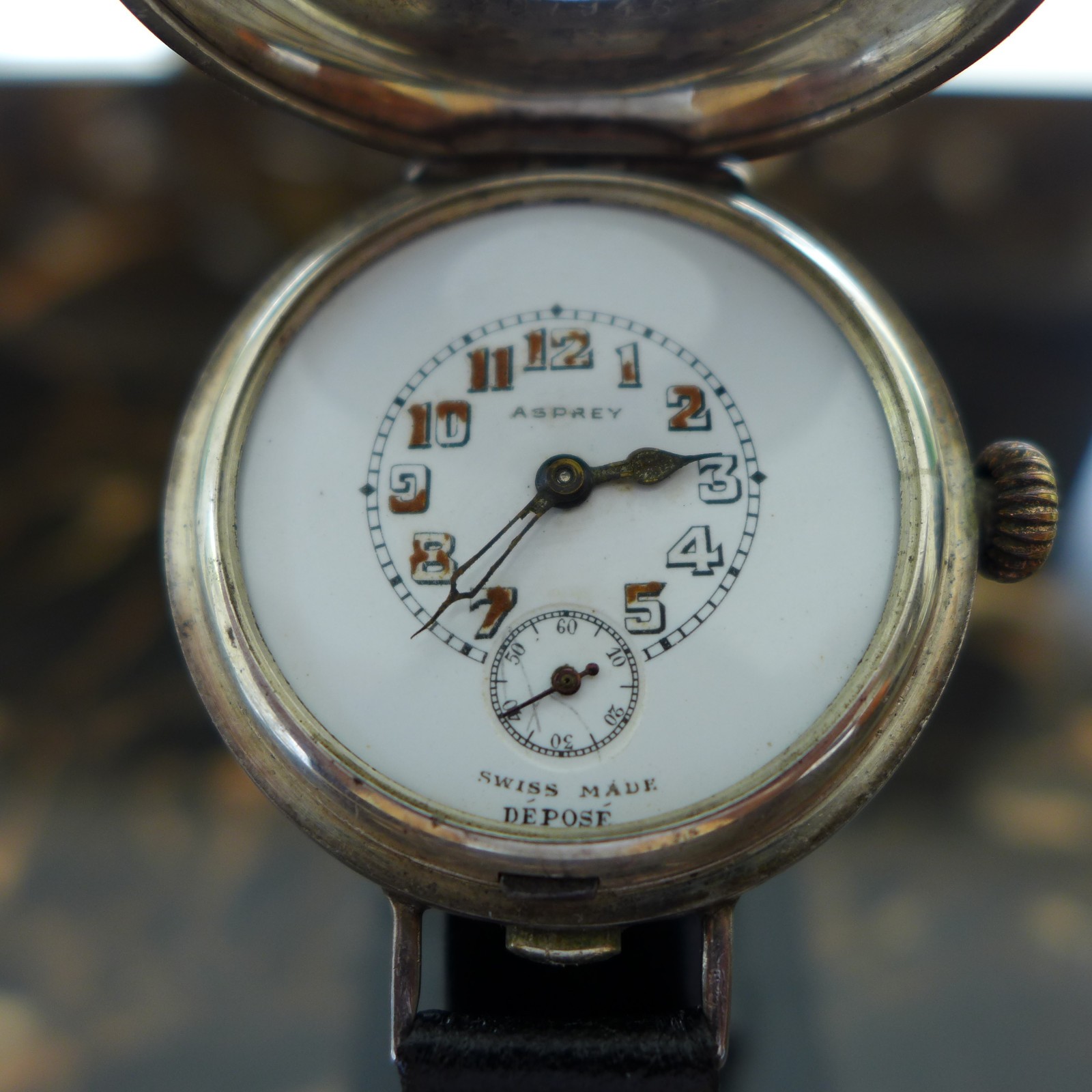 A WW1 1917-18 BRITISH MILITARY ROLEX “ASPREY”OFFICERS TRENCH SILVER HALF HUNTER