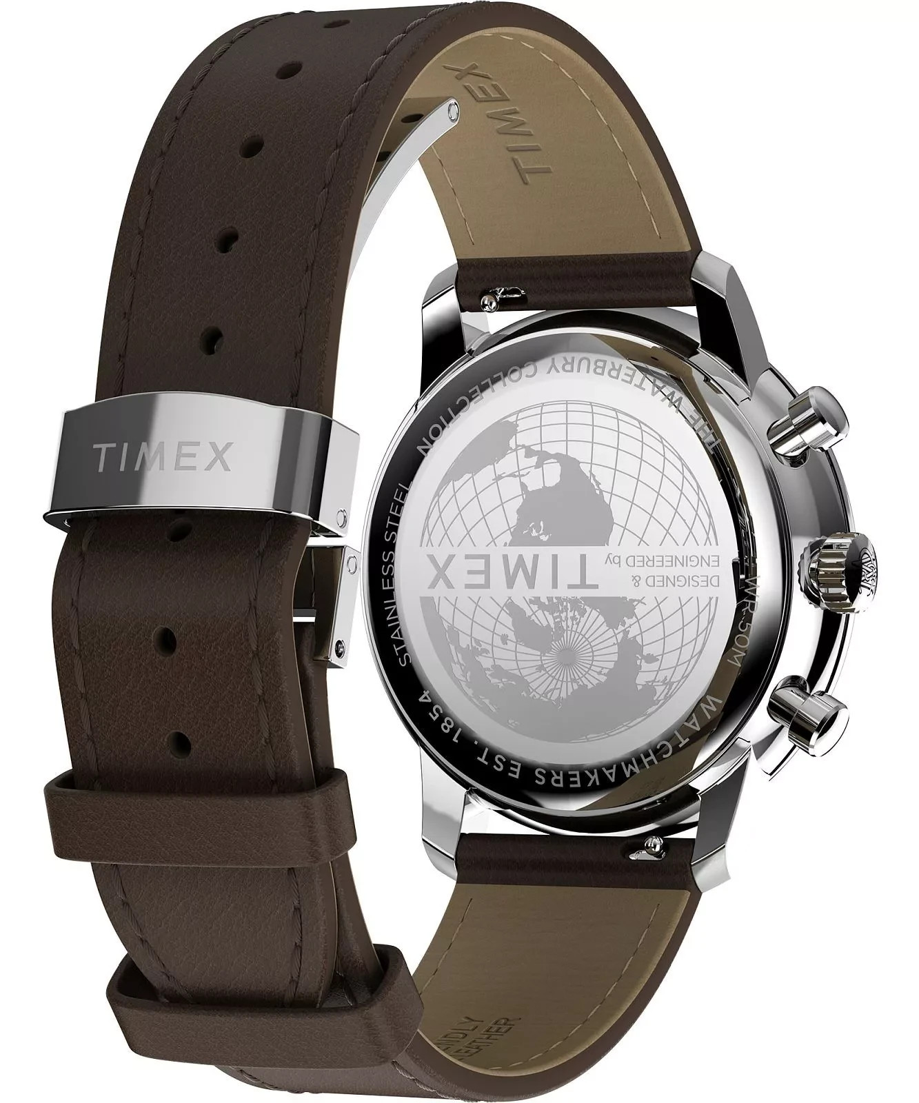 Timex Waterbury Metropolitan Chronograph Cream Dial Men Leather Watch TW2Y23500