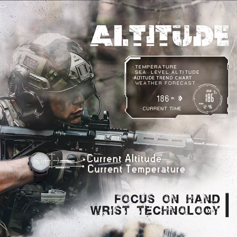 Digital Military Army Sports Watch Waterproof 50M Altimeter Barometer Wristwatch