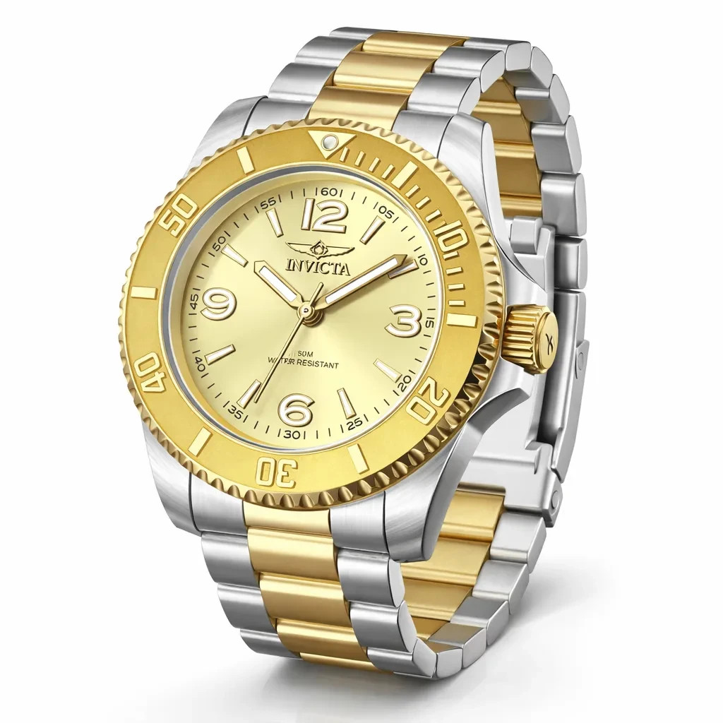 Invicta Specialty 69725 Men’s 41mm Gold Dial Stainless Steel Quartz Watch w Box