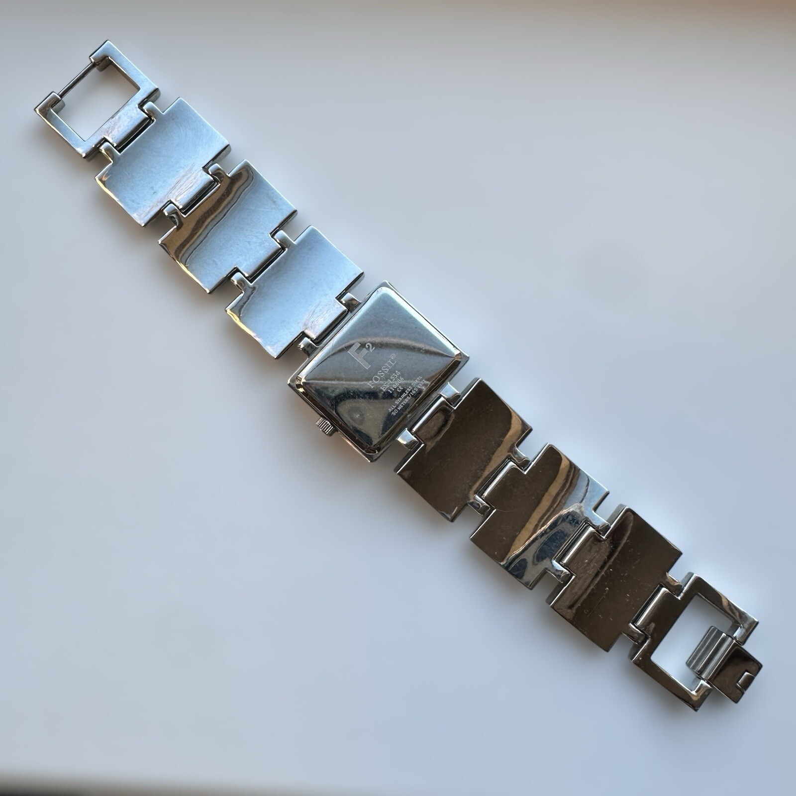 Fossil F2 Watch Size 5.5 Yellow Silver Tone Analog Stainless Steel Works New Bat