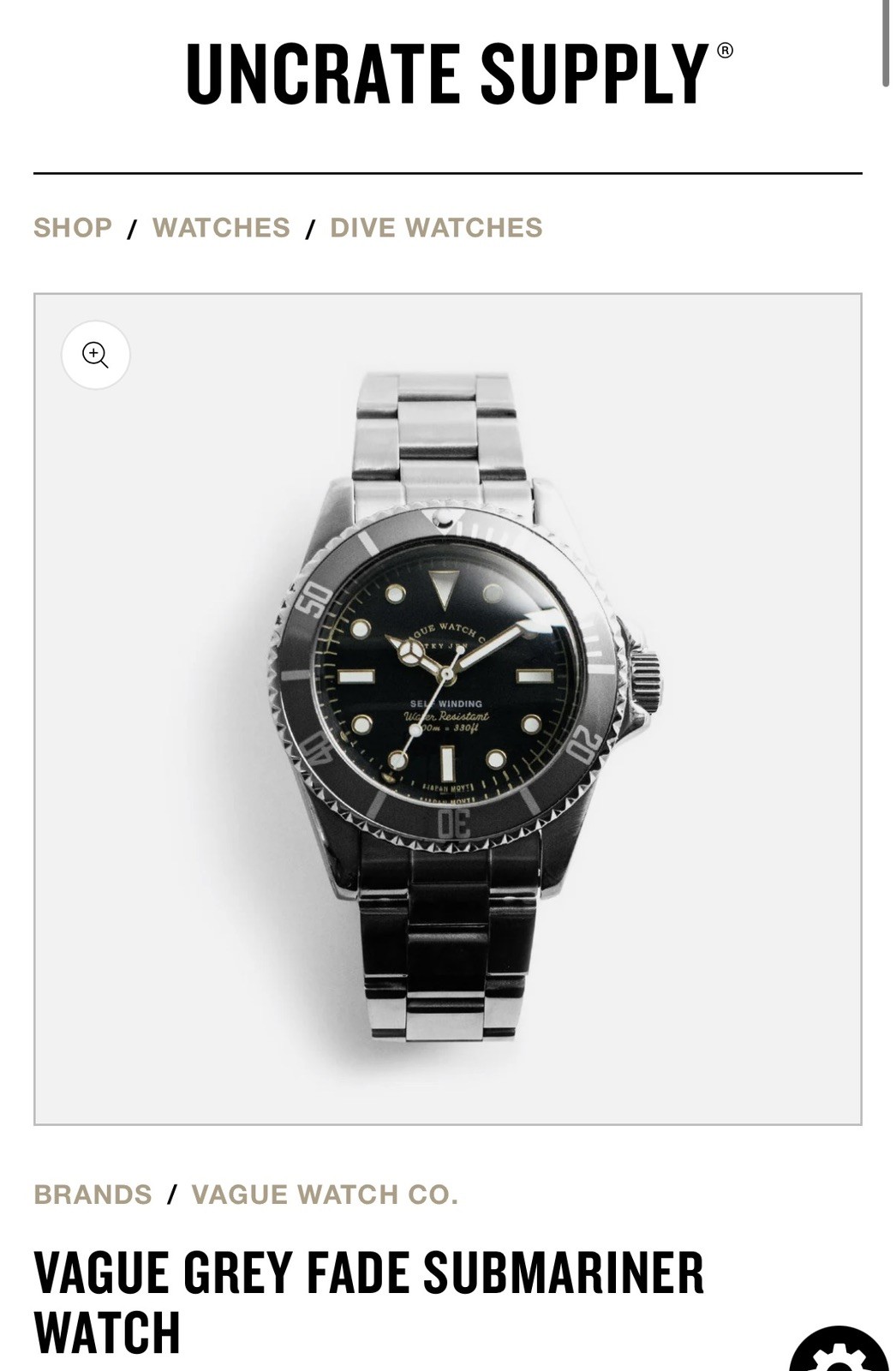 Vague Watch Co. Gray Fade Submariner Style Watch Full Kit