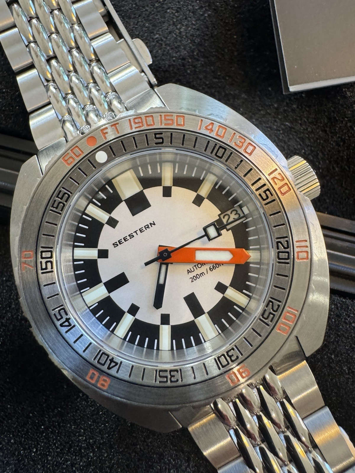 Seestern V3 42MM SUB 300T DATE Bezel 200m DIVER’S Mens Watch White