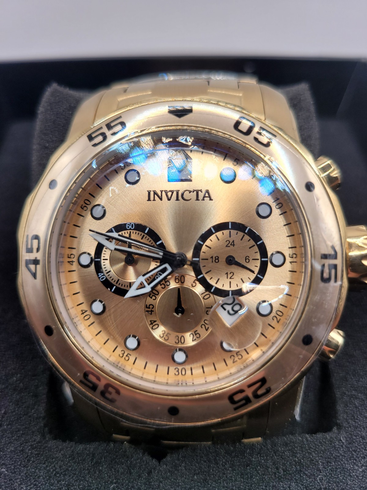 Invicta Pro Diver SCUBA 0074 Men’s Watch 48mm Gold Tone Chronograph Quartz New