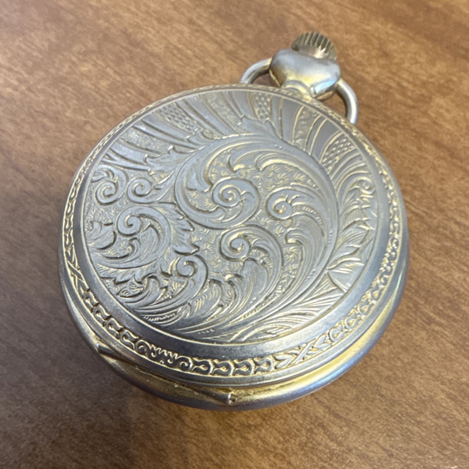 Chantelle Quartz Full Hunter Pocket Watch Gold Tone Moonphase Date