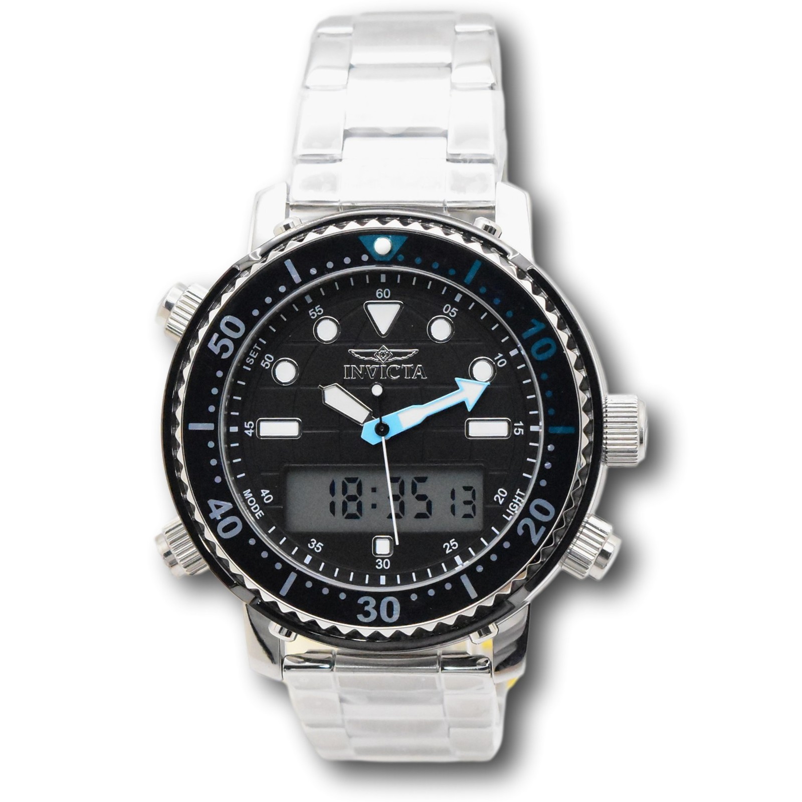 Invicta Pro Diver 46.5mm Men’s Stainless Ana-Digi Dual Time Watch 48370