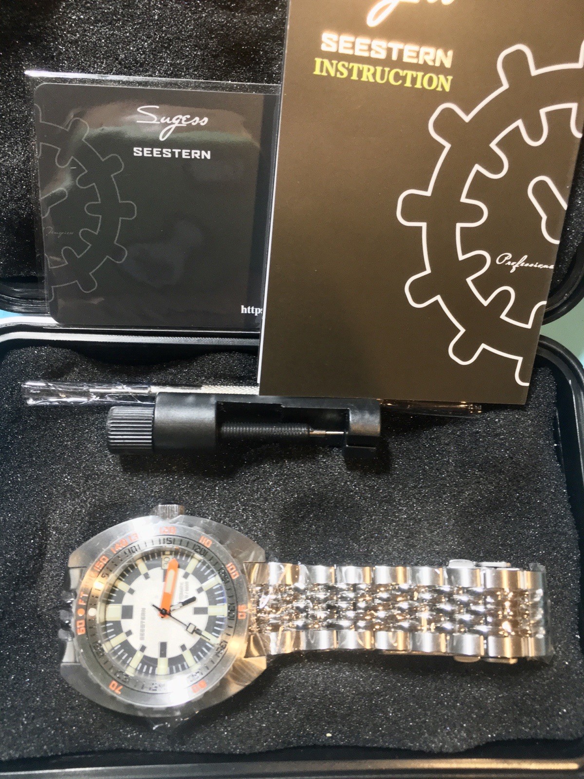 SEESTERN BLACK CHECKER DIAL TURTLE DIVER 43MM SEIKO NH35 SAPPHIRE STEEL BEZEL