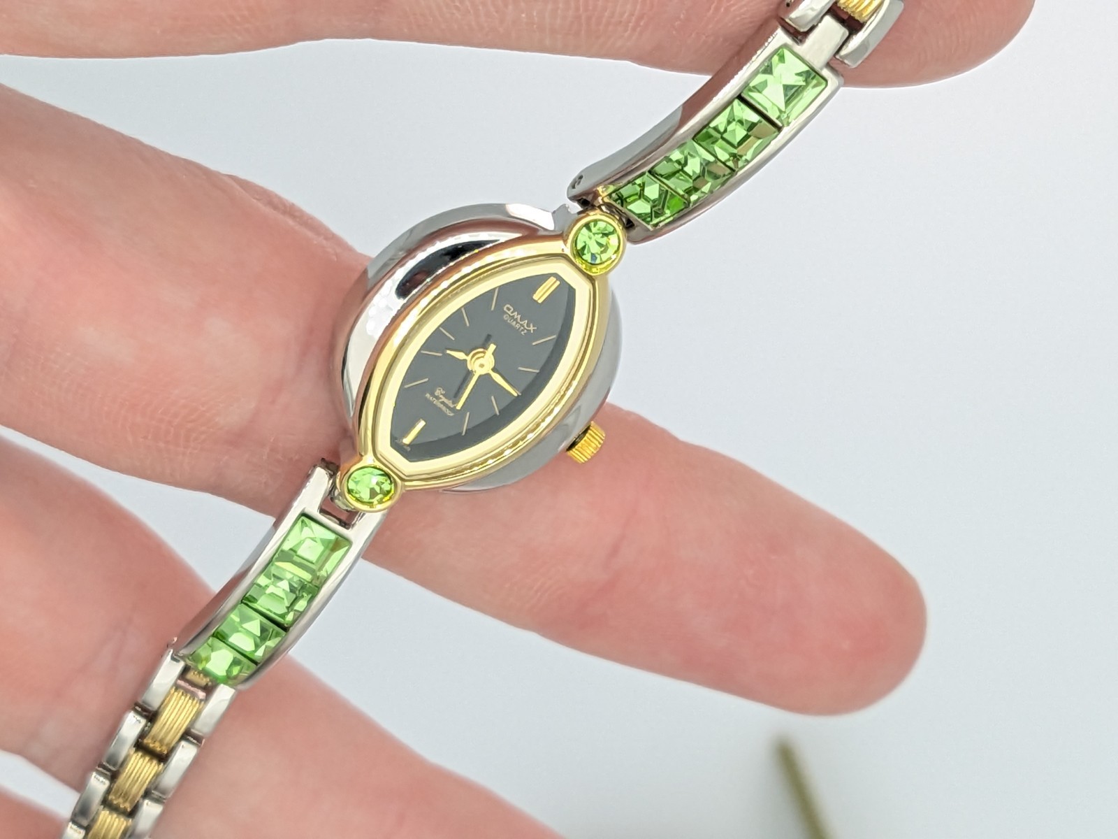 Ladies Watch Omax Japan Two Tone Crystal Dress Formal 7″