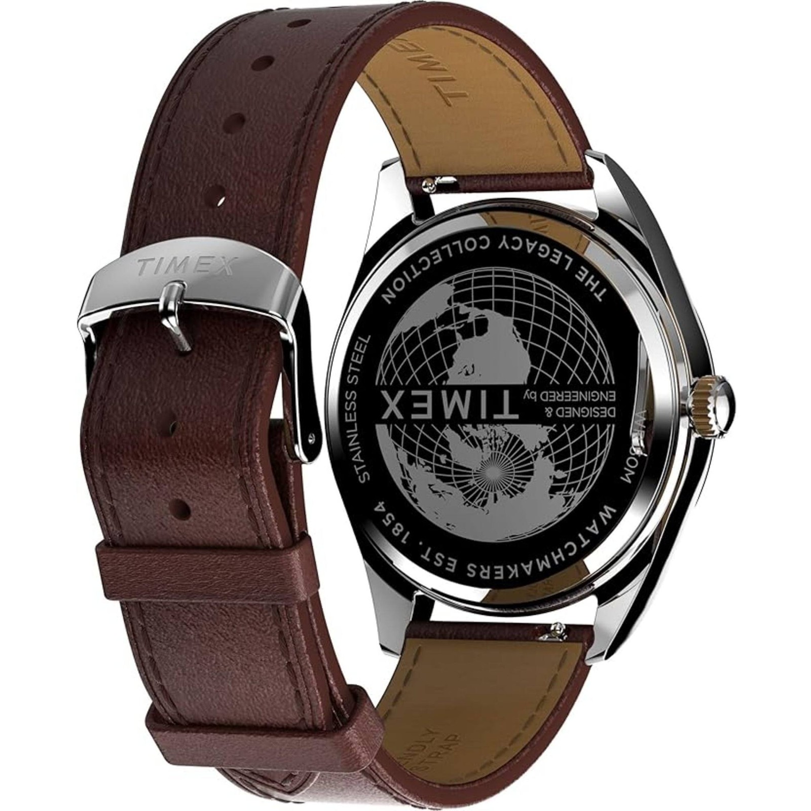 Timex Men’s Watch Legacy Blue Dial Brown Leather Strap Date-Day TW2W57200VQ