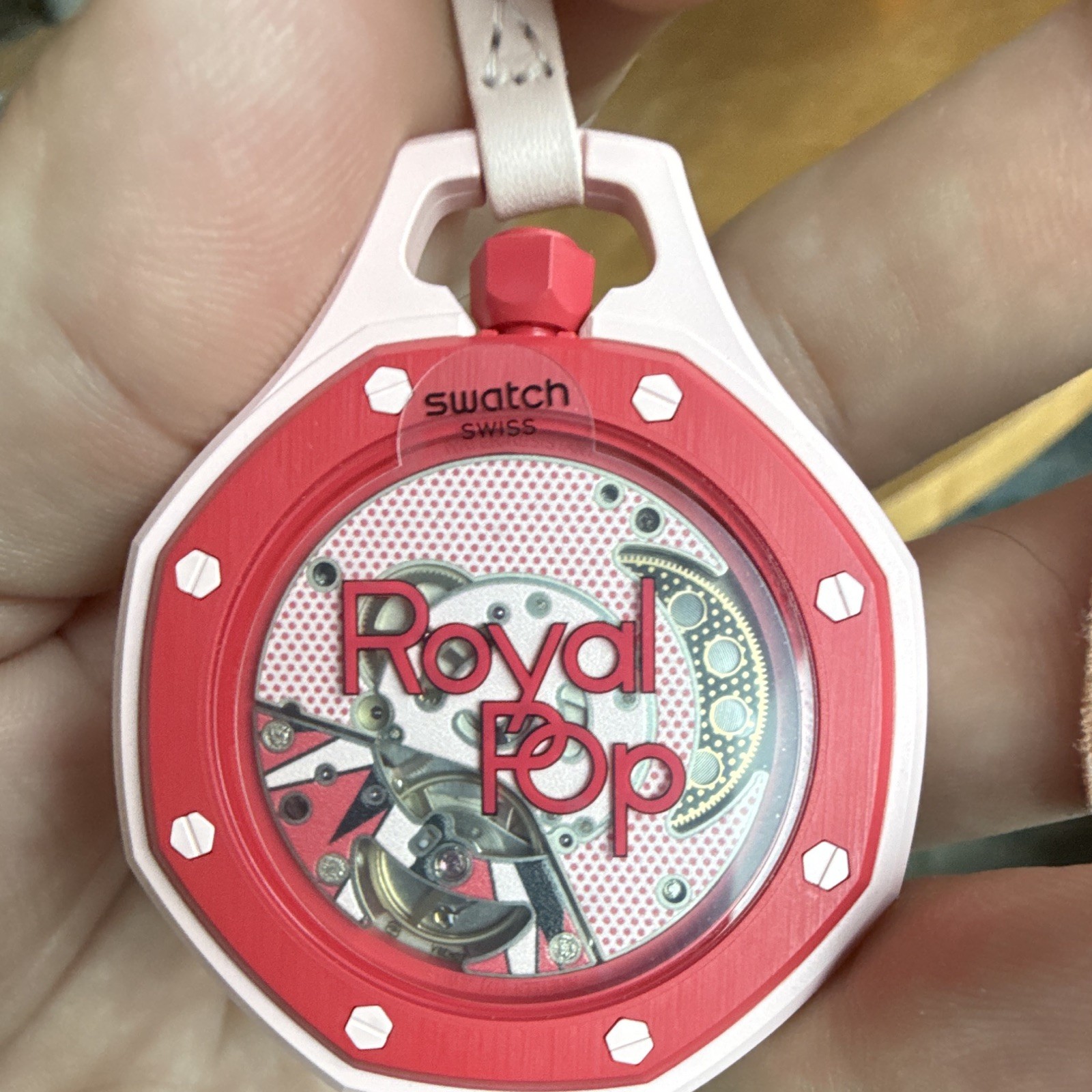 Swatch x AP Royal Pop Otto Rosso 41mm Pink/Red Watch w/ Box Papers & Receipt