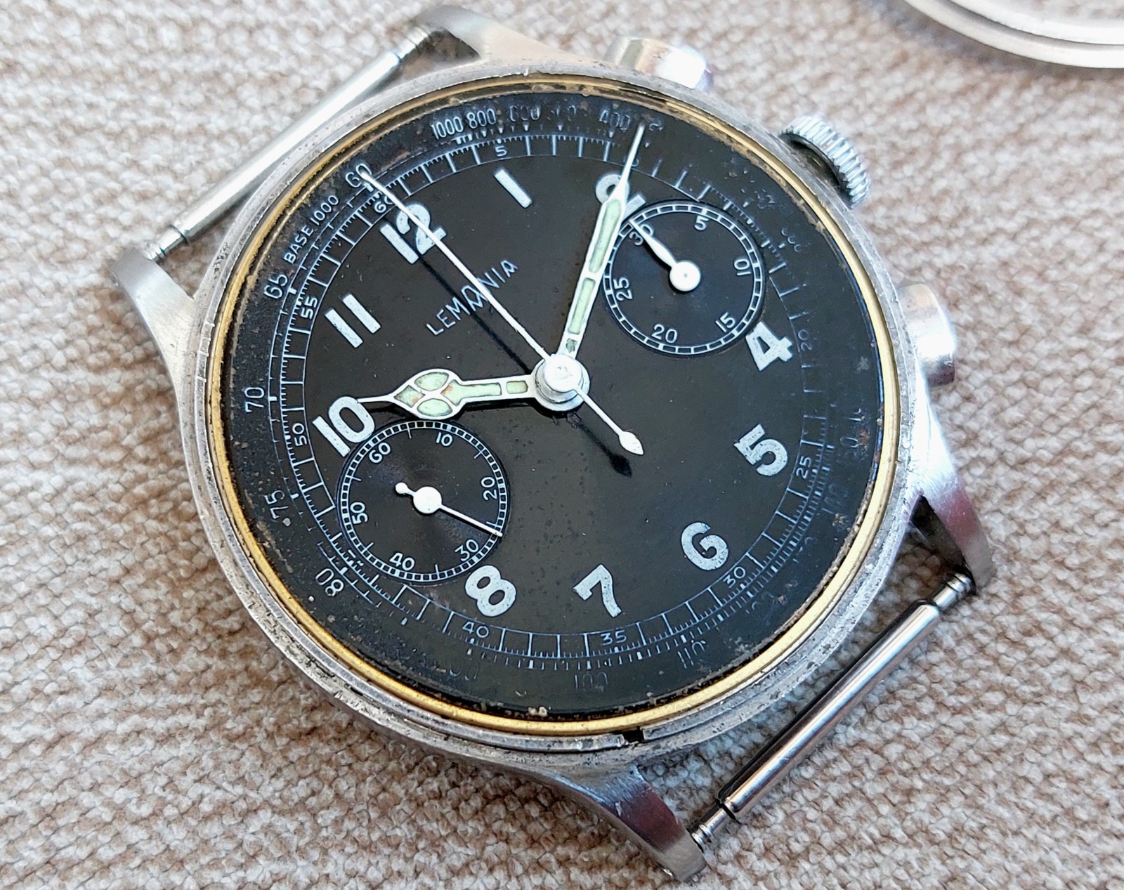 Lemania 15TL chronograph 1943 military vintage watch