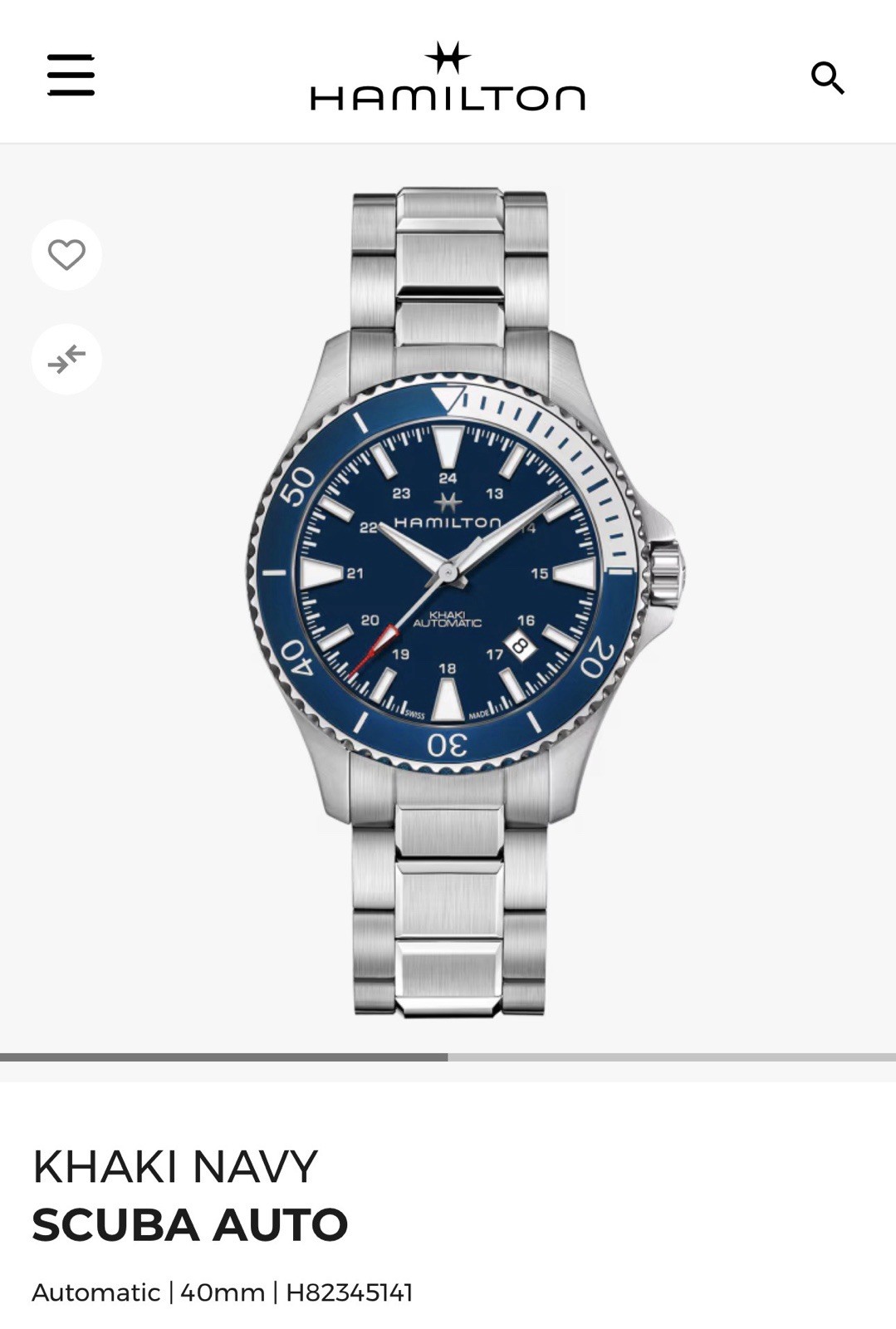 Hamilton Khaki Navy Scuba Auto Automatic Watch