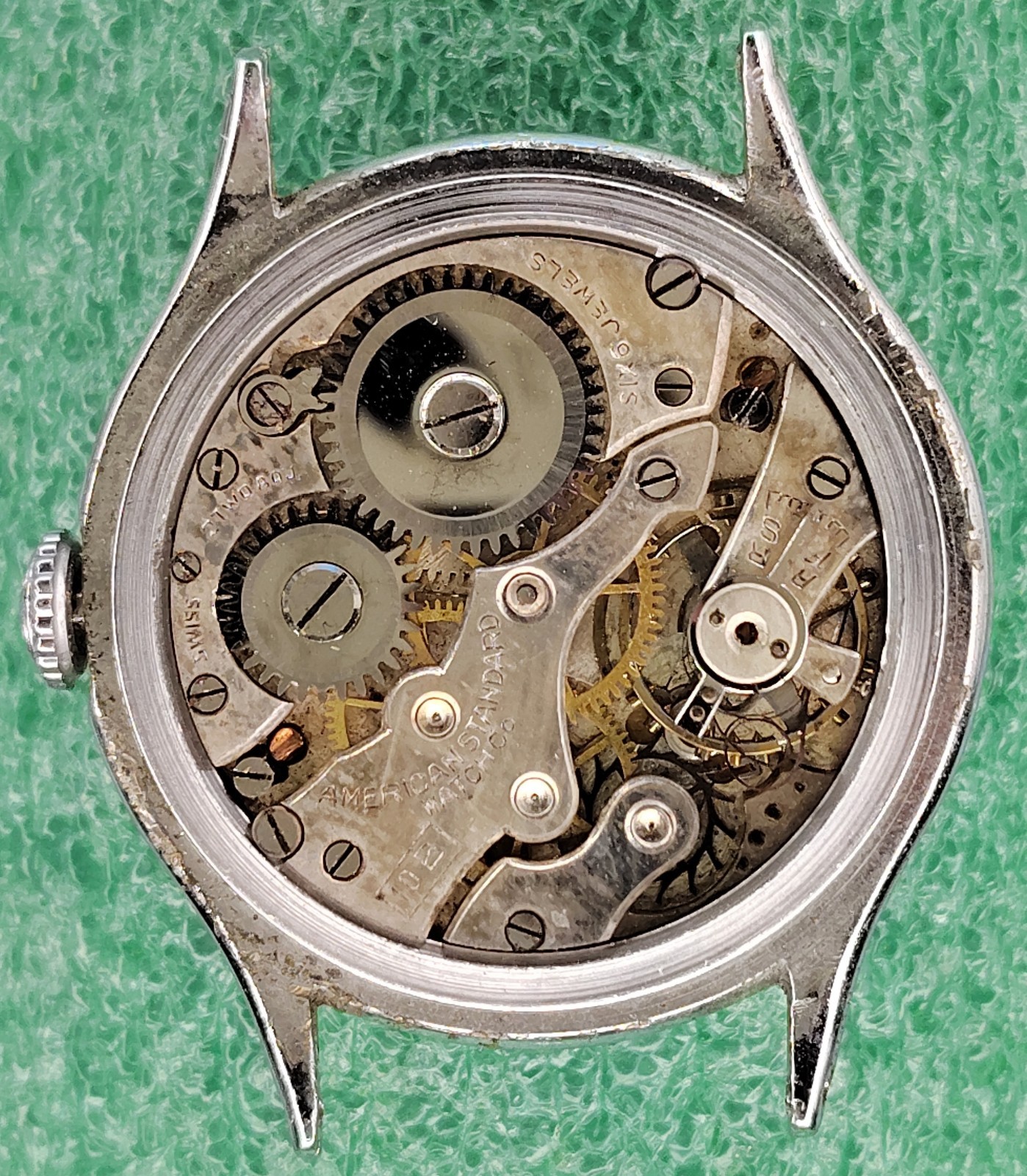 lot C2440 Mens Trojan Art Deco Sub Dial Fancy Rolled Plate Vintage Watch Parts