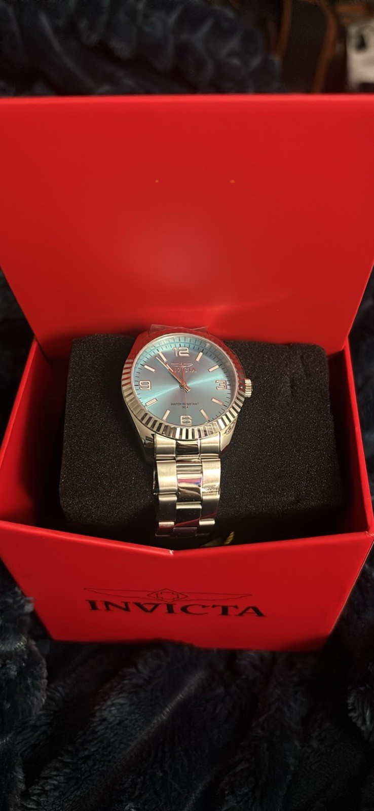 Invicta Men’s Quartz Wristwatch Blue Dial SS Bracelet 50m 40-43.9mm Box