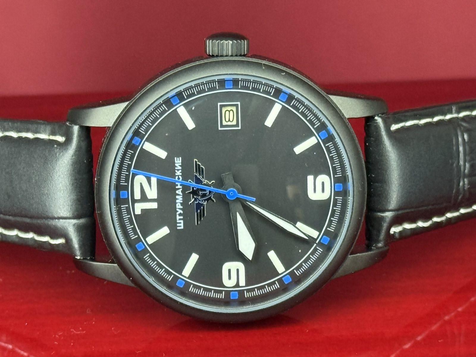Watch Aviator Pilot Mechanical Vintage Soviet USSR Military Day Calendar Raketa