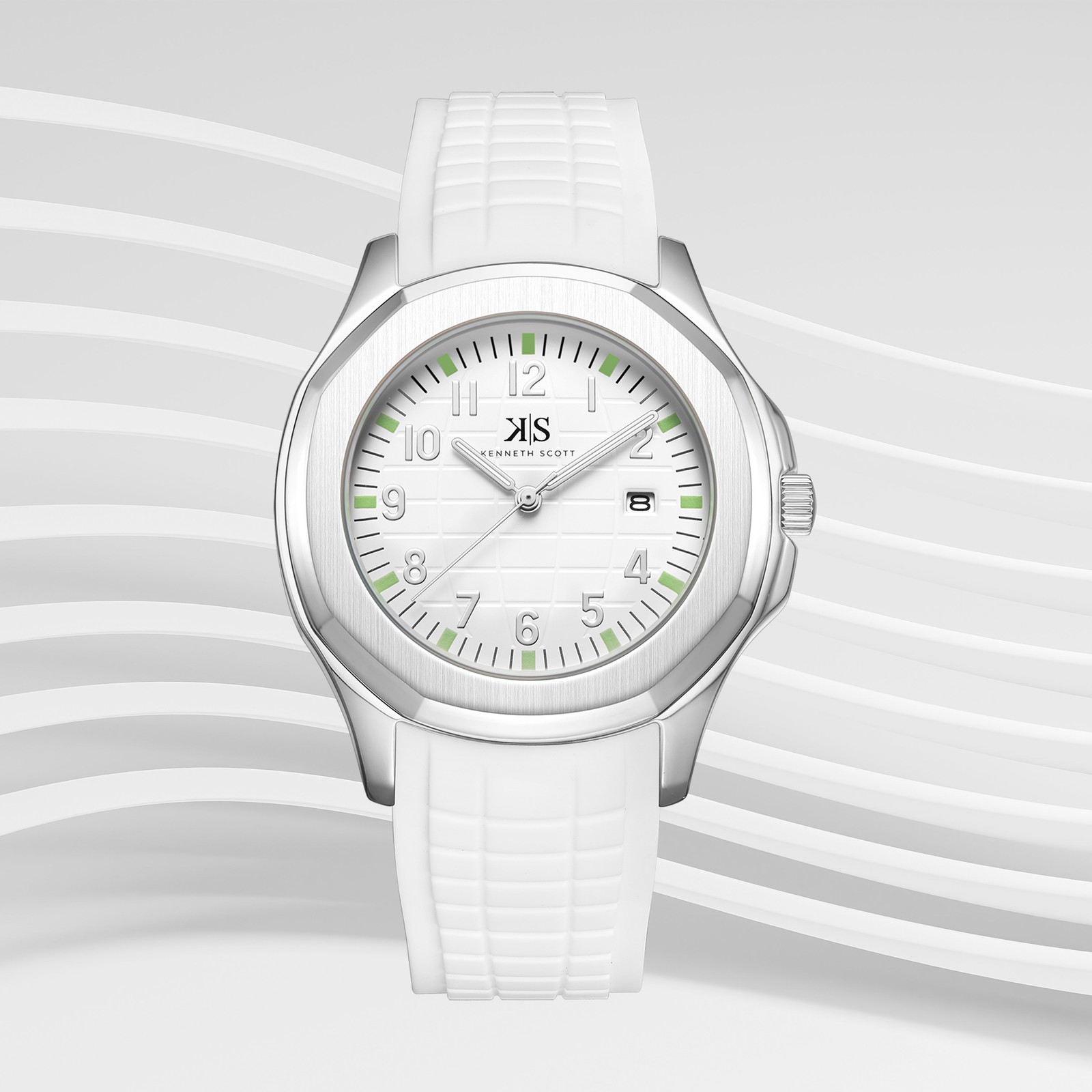 Kenneth Scott Men’s Analog Watch | White Dial, 45mm, 30 m (3 ATM)
