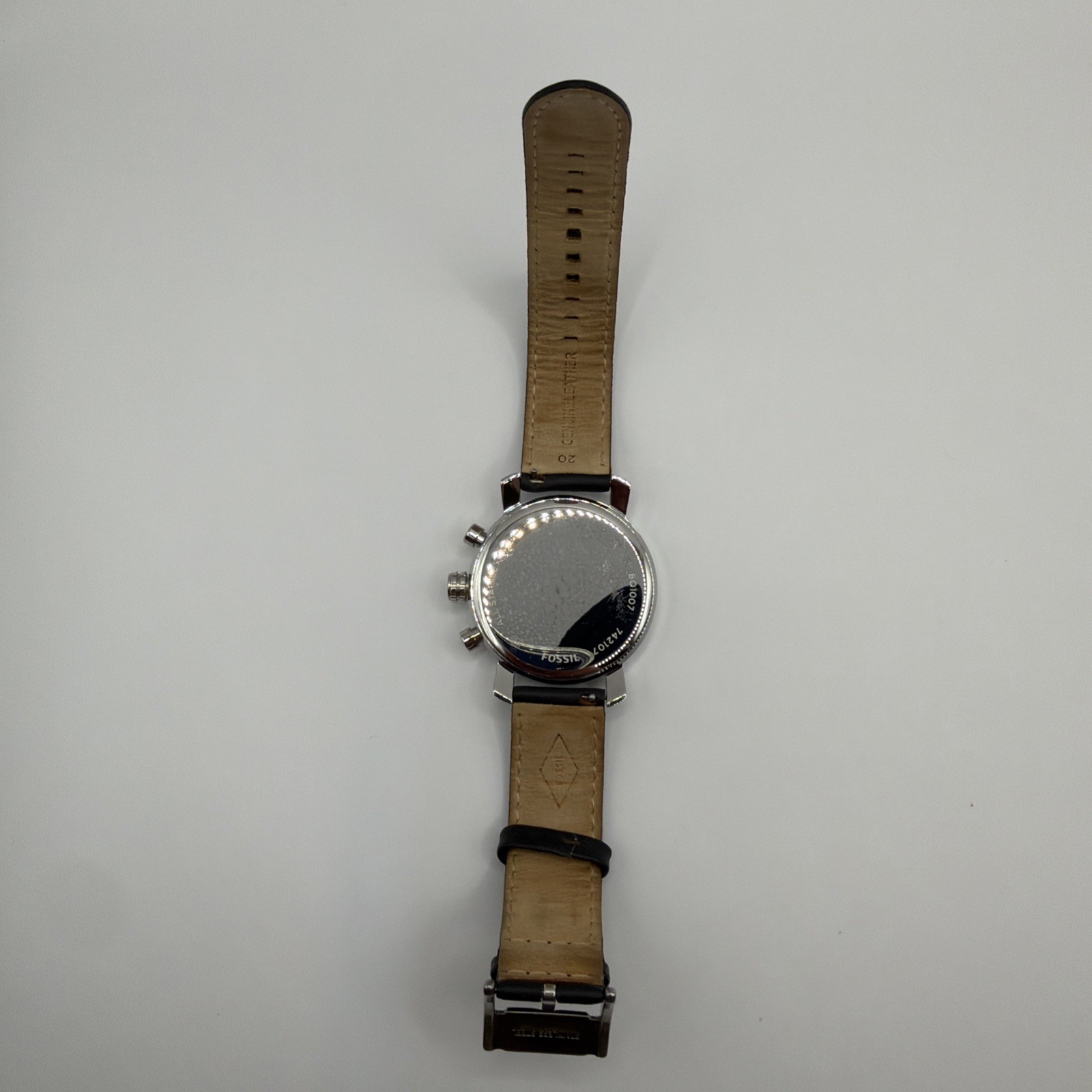 Fossil Rhett Chronograph BQ1007 Clean 742107 Dark Brown Strap Off White Dial