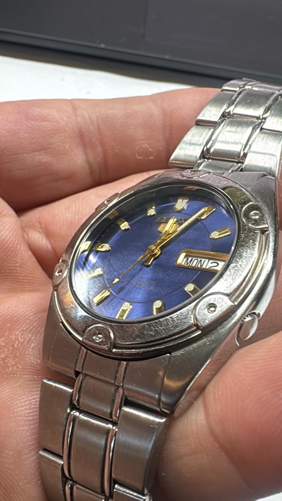 MENS SS 39mm Seiko 5 Automatic Day Date Watch 7S26 6030 GOOD Cond RUNS A50