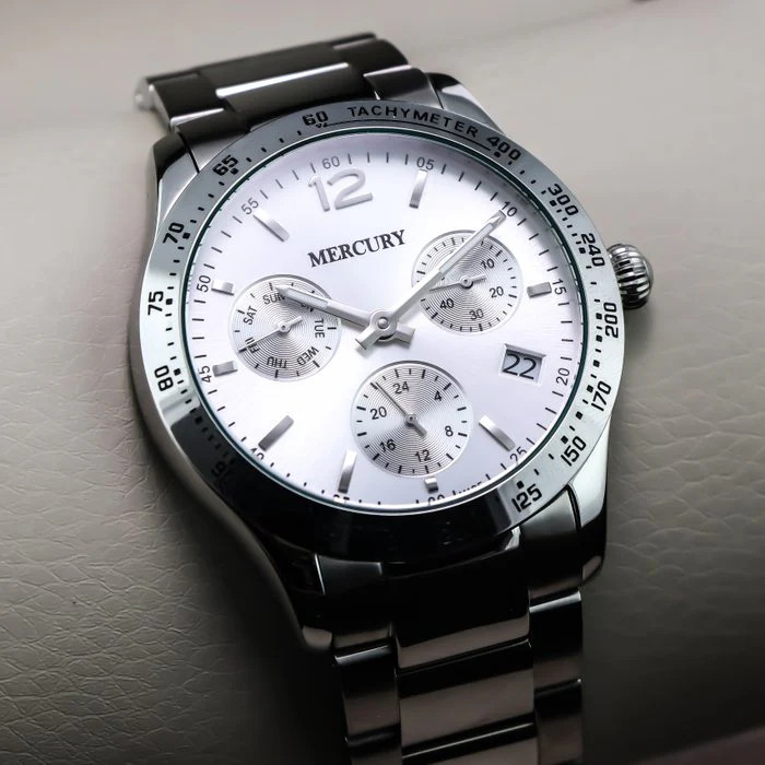 MERCURY – Swiss Made Watch – MEC470-SS-1 Quartz 43 mm MEC470 50m (5 ATM, 169