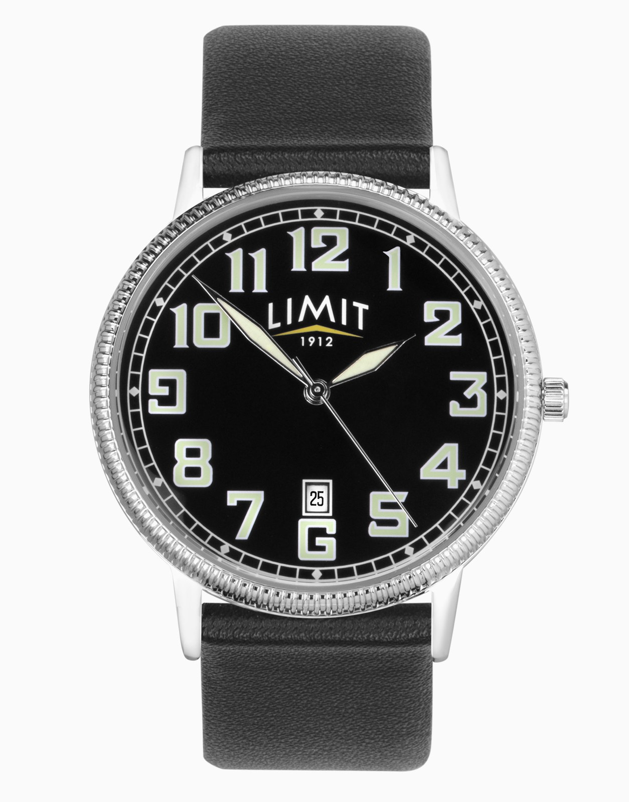 Limit Pilot 40mm Mens Round Silver Analogue Watch with Black Strap RRP £29.99