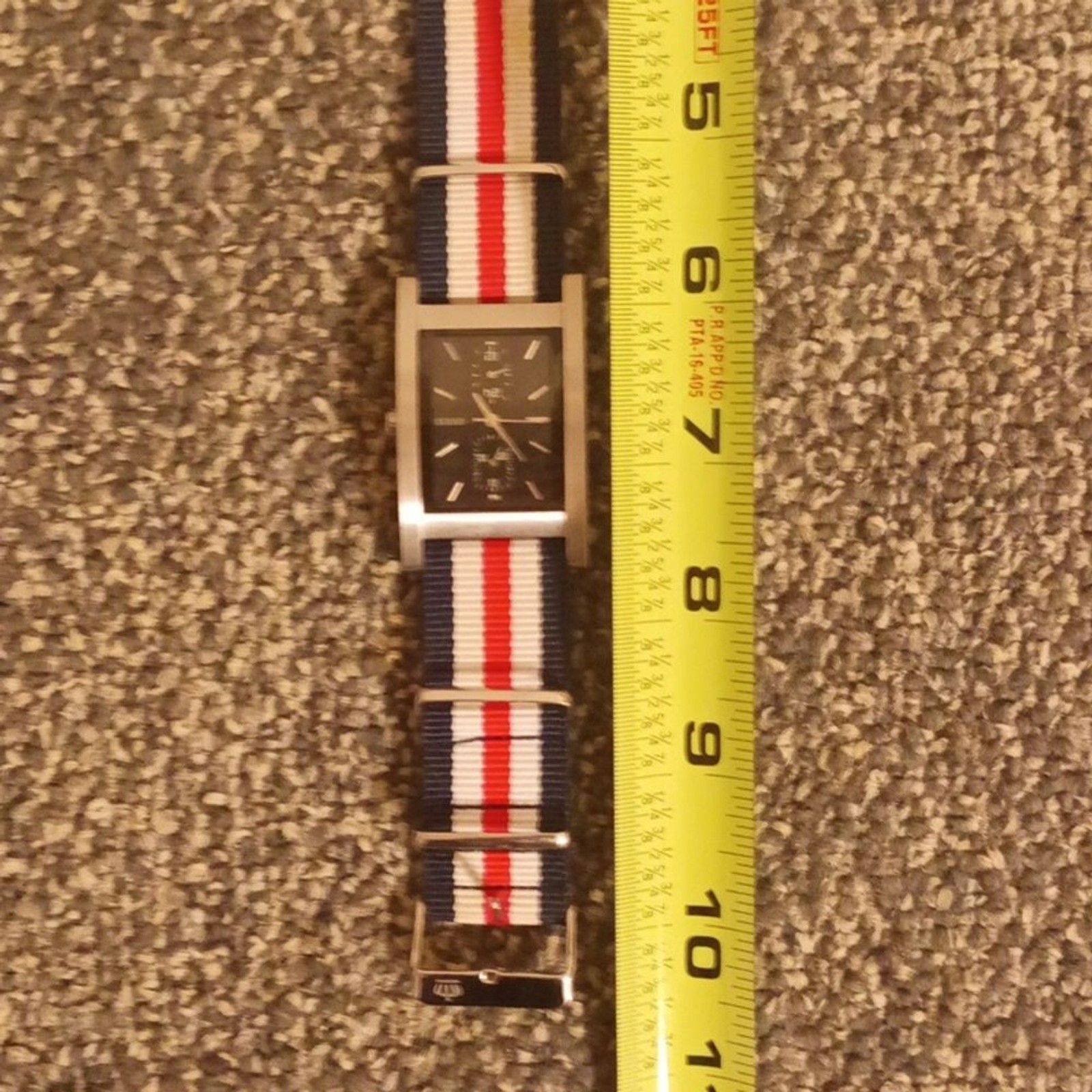 Guess Vintage red white blue nylon strap silver tone quare dial men’s wa…
