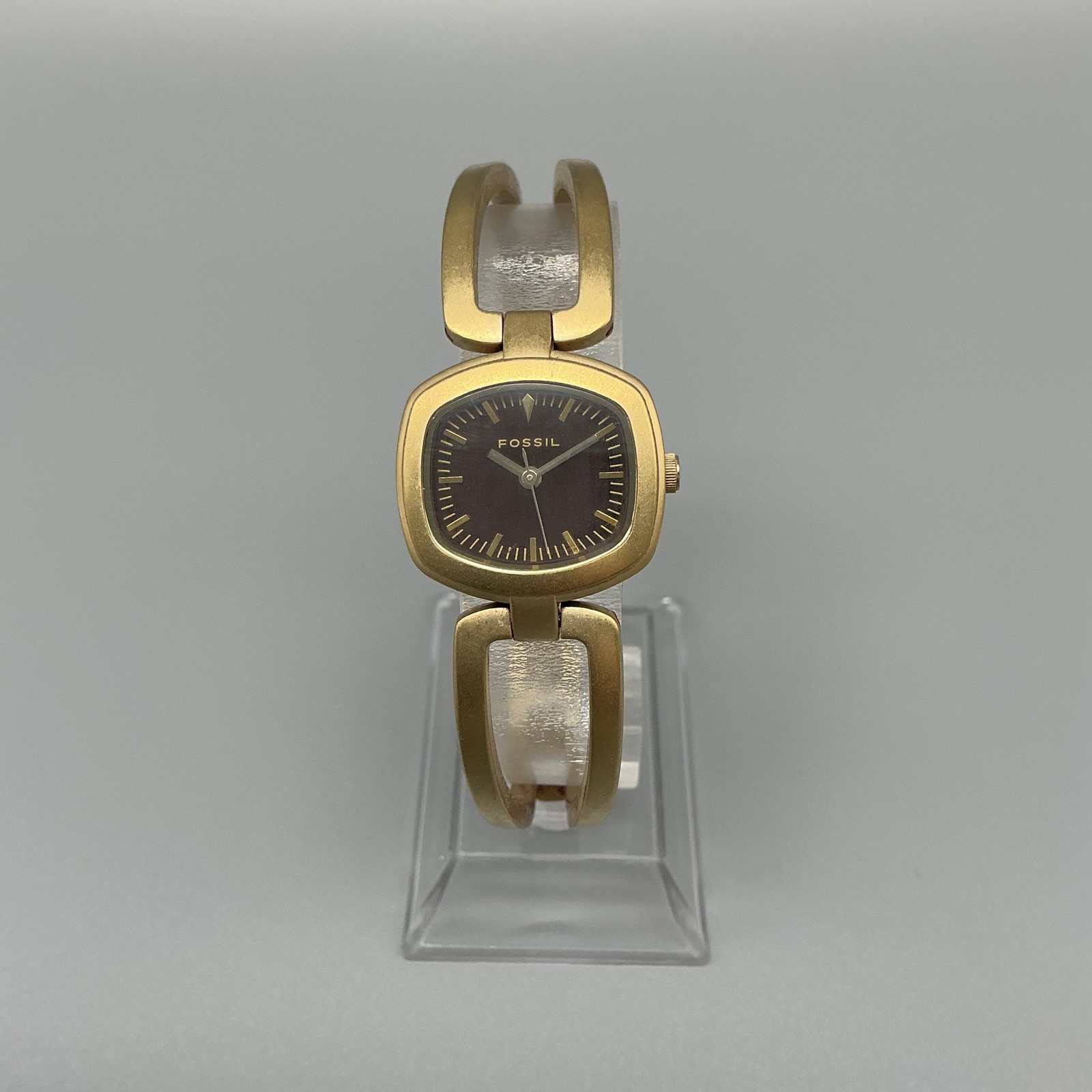 Fossil F2 Womens Watch 23mm Brown Dial Gold Tone ES-1257 New Battery 6.5″