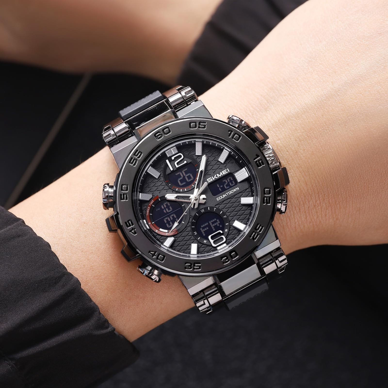 Men’s Waterproof Dual Display Sports Watch – LED Alarm Stopwatch, 50M, Outdoor R