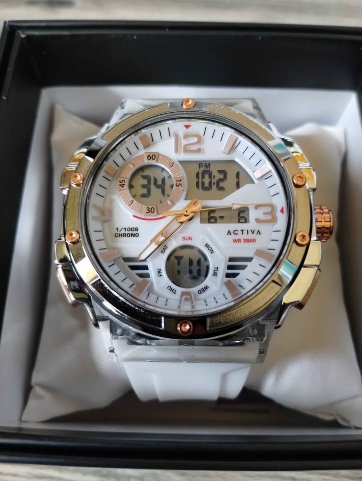 Activa X Invicta ACW8118-002 Men’s 51mm Digital Analog Watch White Rose Gold