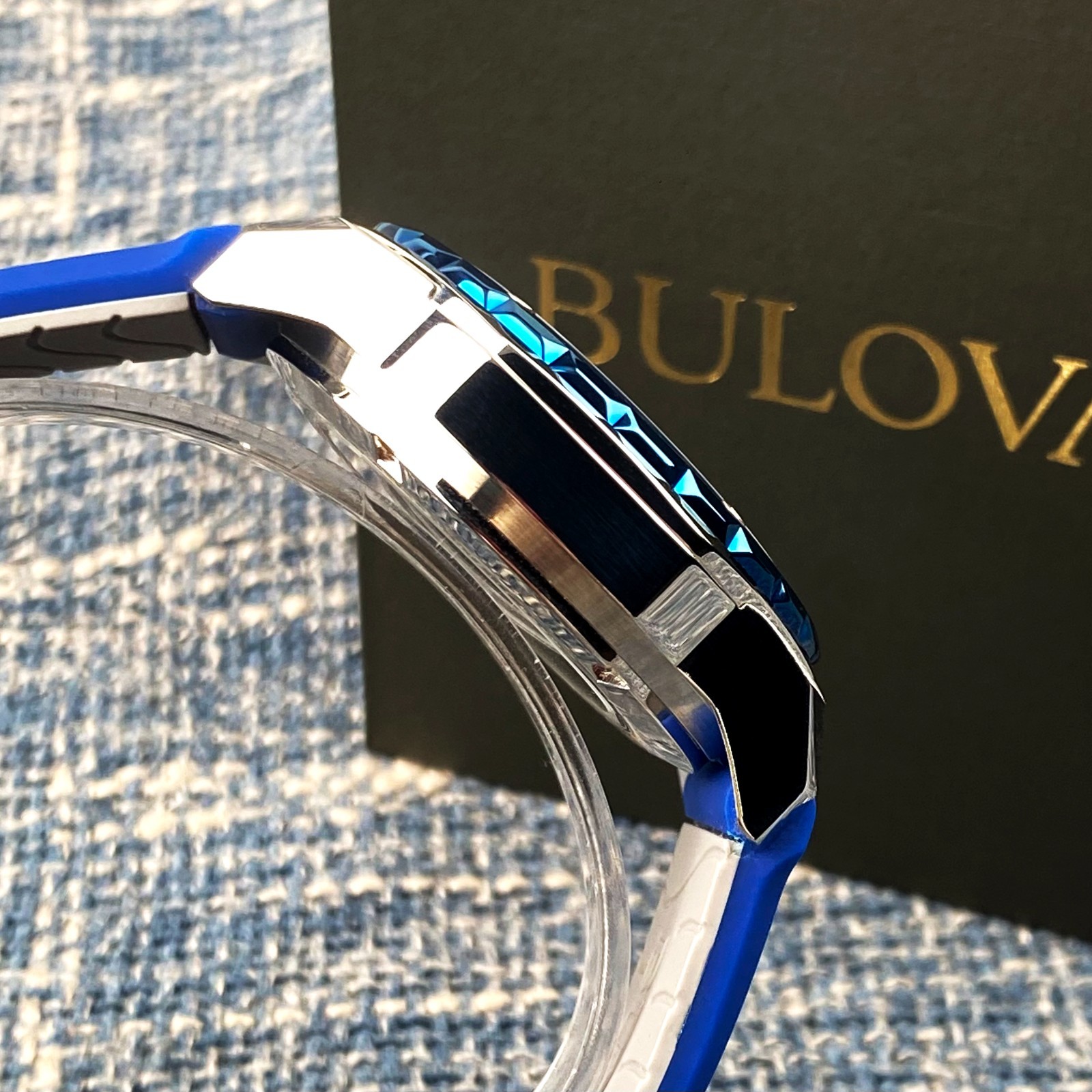 Bulova Marine Star Automatic Watch 98A303 Blue Dial Rubber Strap Men’s Watch