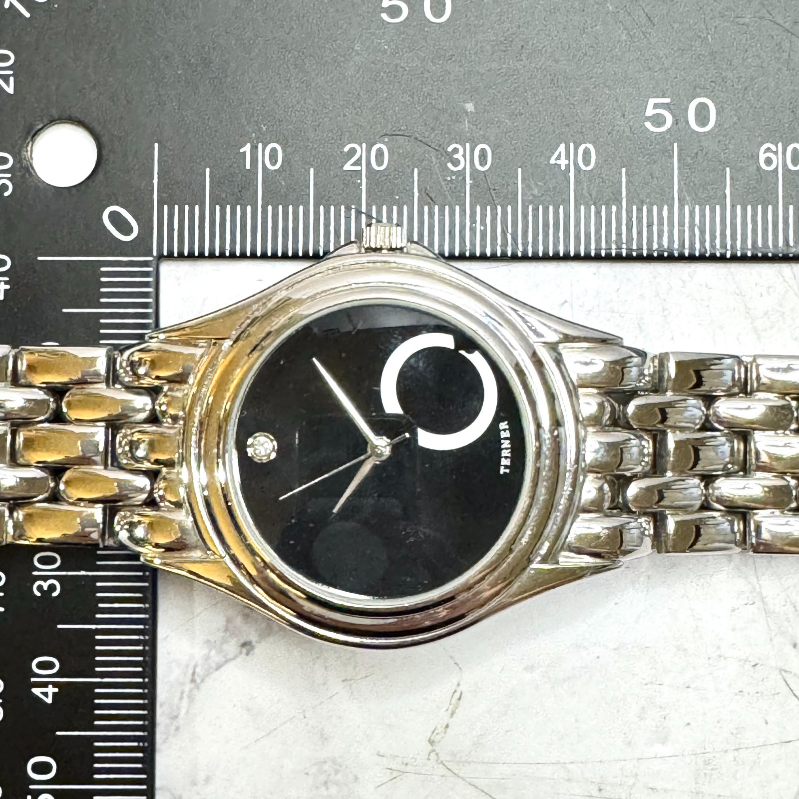 Bijoux Terner Mens Watch Silver Tone Dress Formal Black Face K-3516G NEW