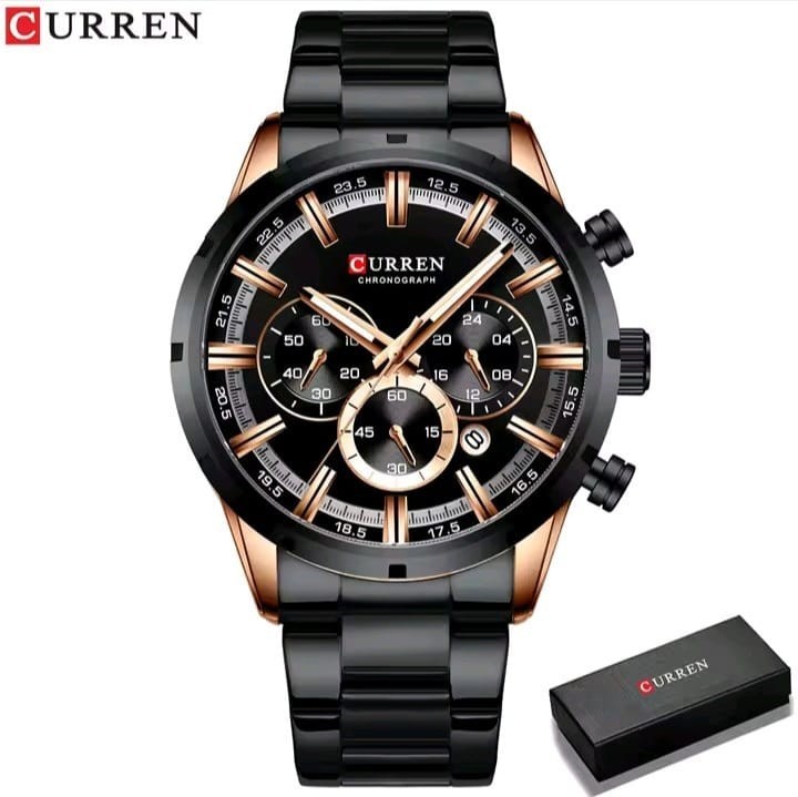 Blue Dial Men’s Quartz Watch Stainless Steel Band Date Display Waterproof Busine