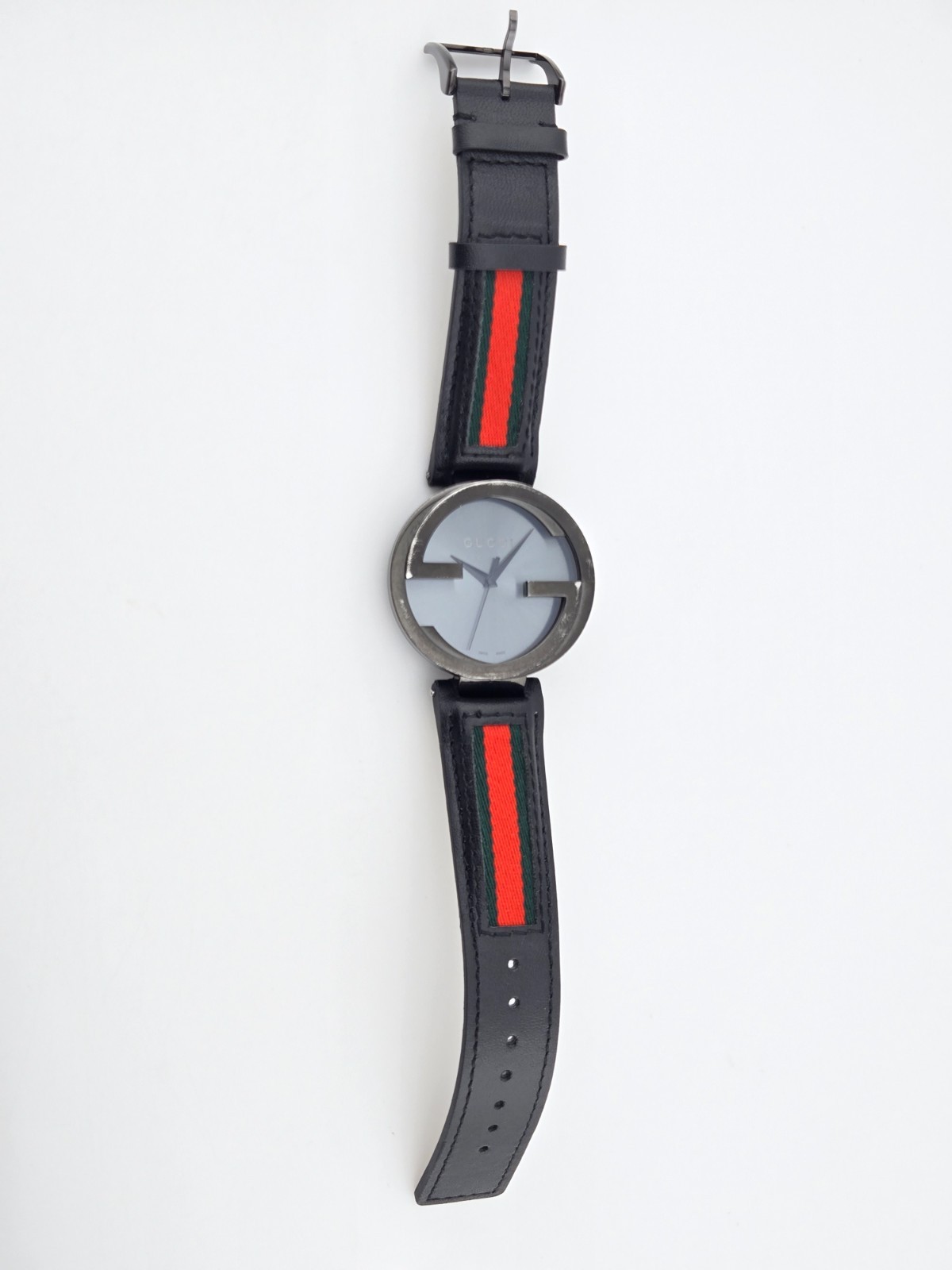 Gucci Interlocking GG Men’s Black Dial Multicolor Leather Strap Watch – YA133206