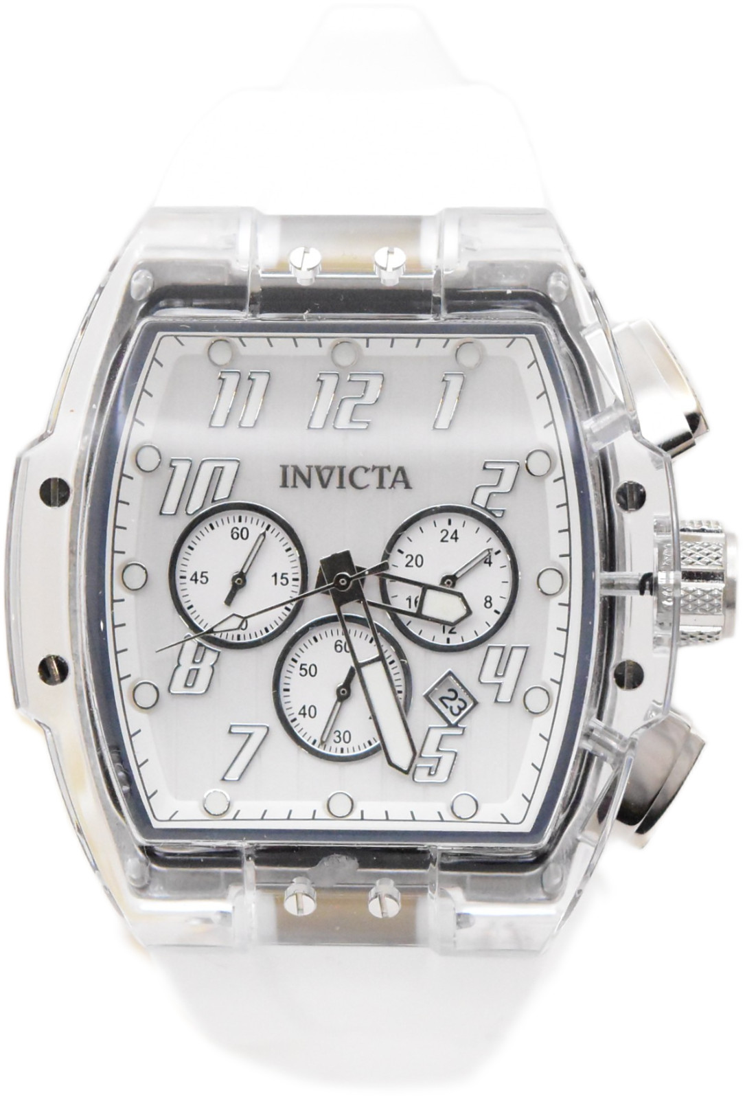Invicta S1 Rally Crystal Men’s 47mm Clear Case White Chronograph Watch 45481