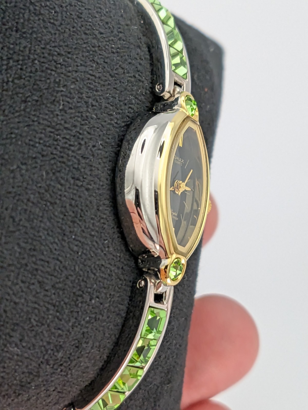 Ladies Watch Omax Japan Two Tone Crystal Dress Formal 7″