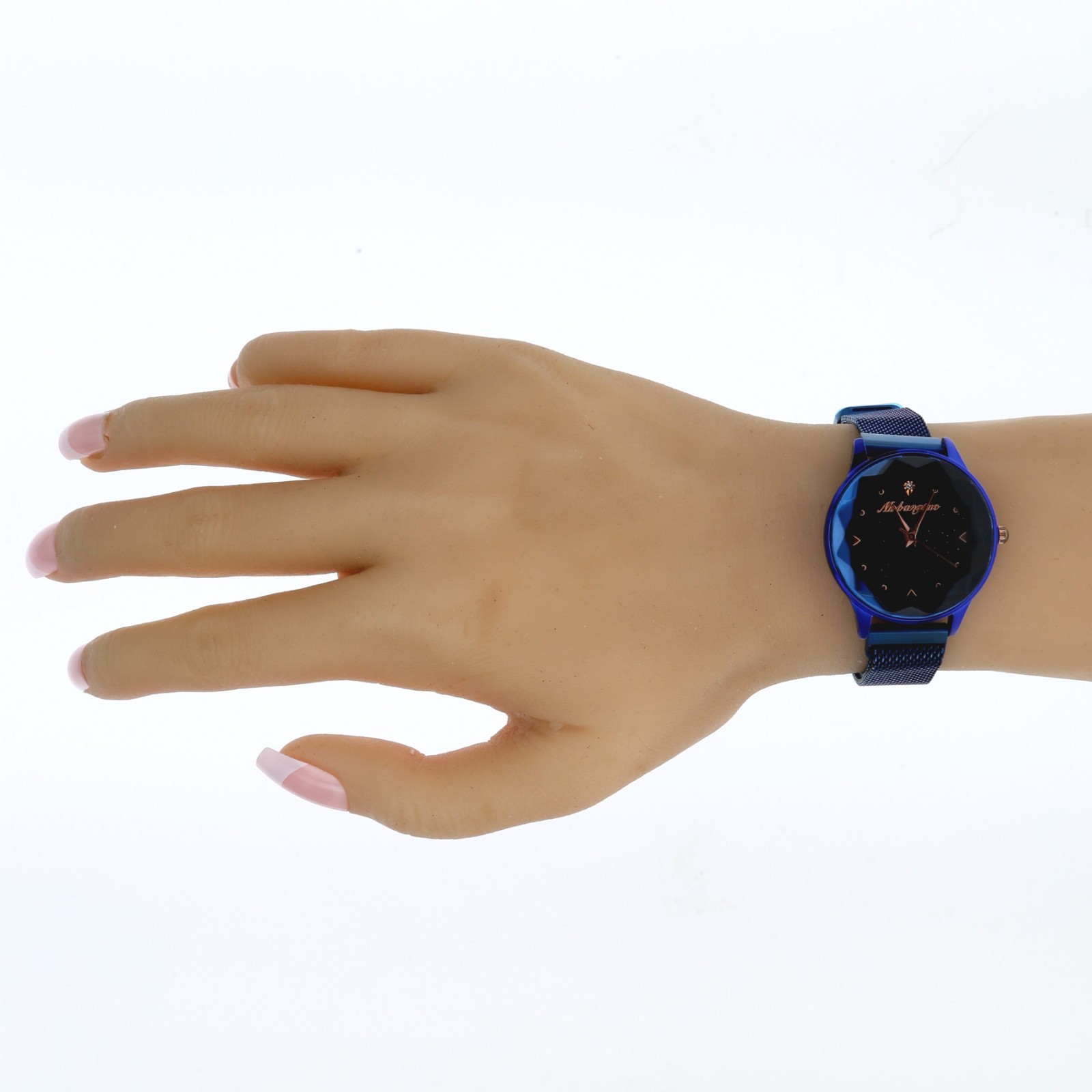 Women’s Blue metallic Finish Easy to Use Magnetized Mesh Band