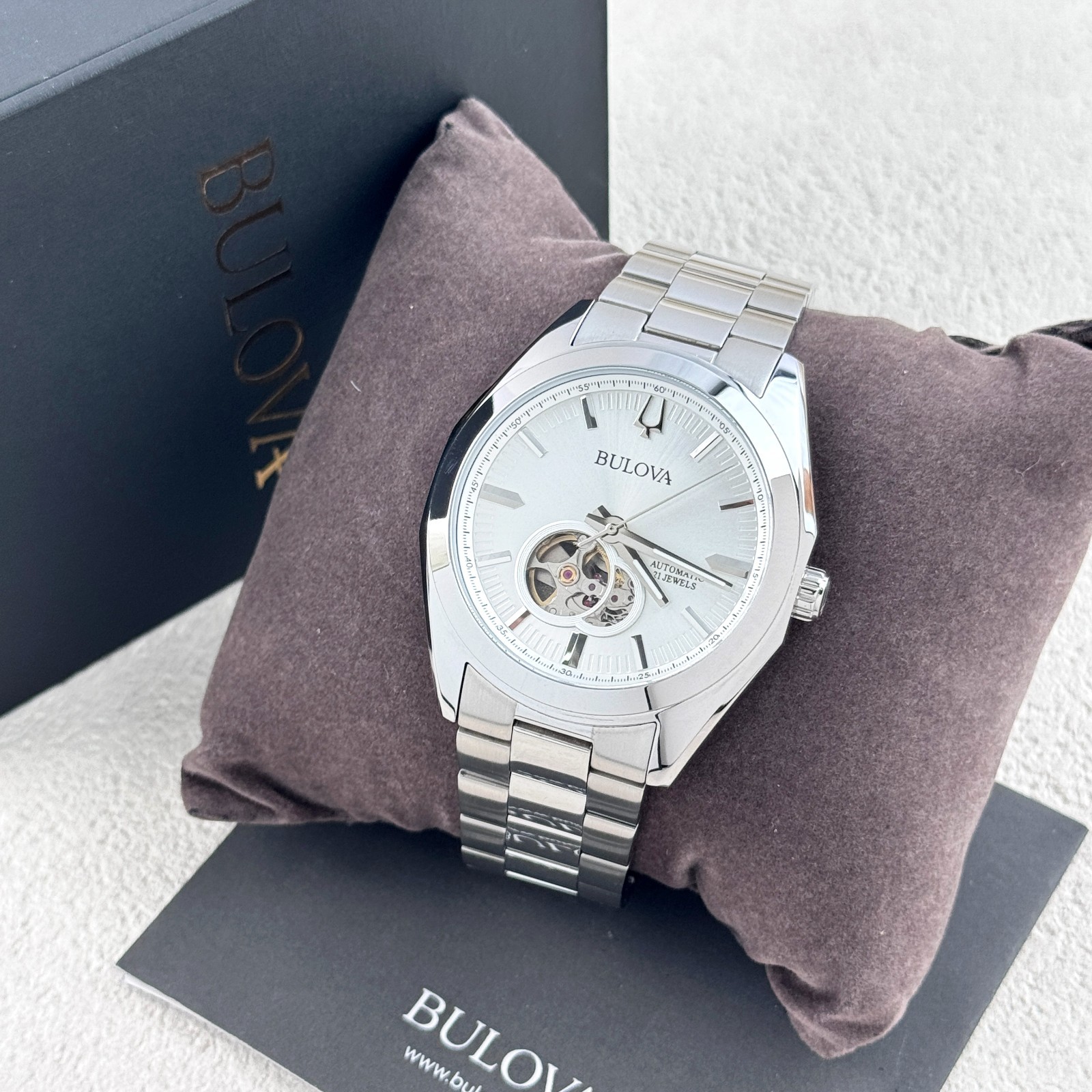 Bulova Surveyor Automatic Silver Dial Stainless Steel Men’s Watch 96A274