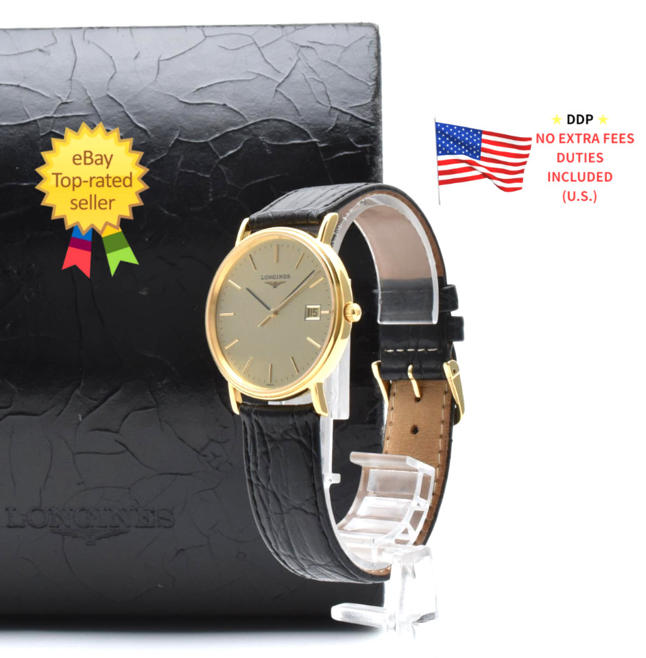 ▶[ MINT ] Longines Grand Classic L4.720.2 33mm Gold Dial Date Quartz Men’s Watch