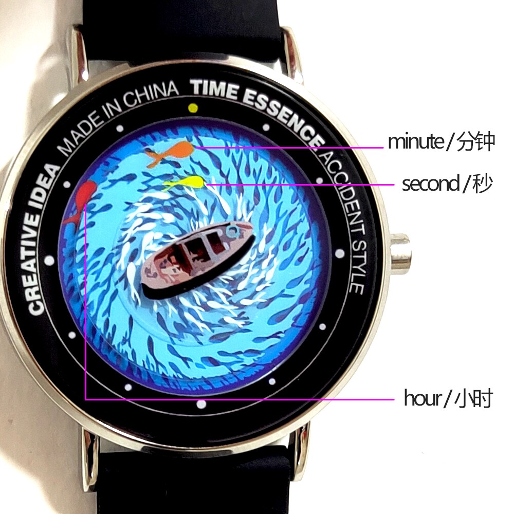 Fish around the boat tide Internet celebrity creative Watch round quartz