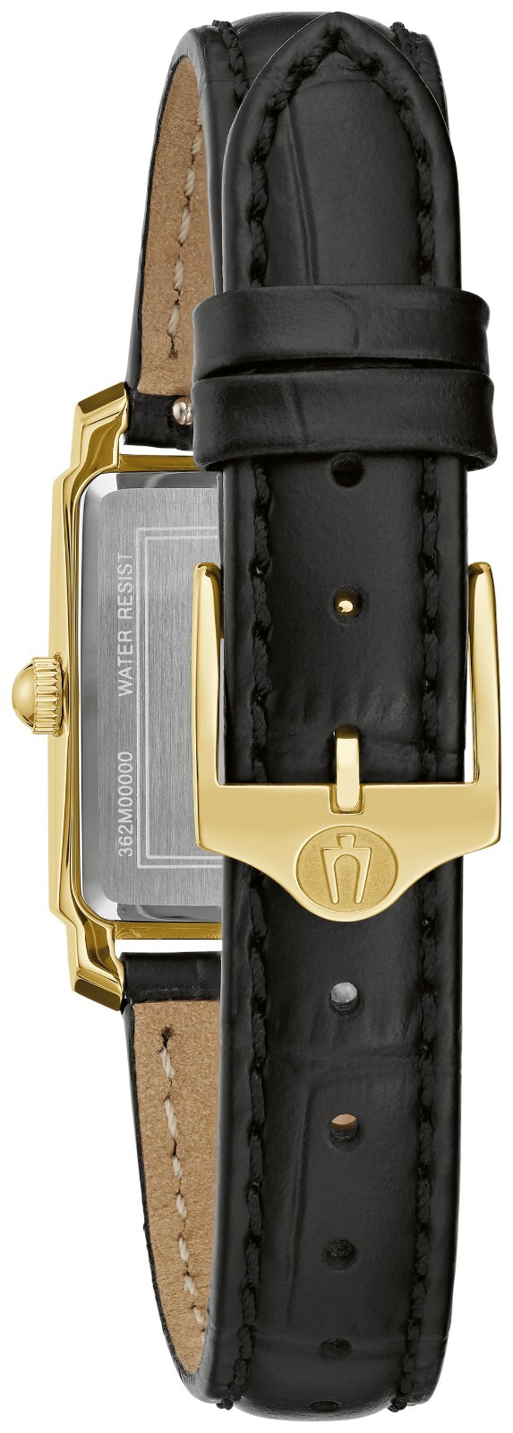 Bulova Women’s Sutton Classic Quartz Gemmed Black Leather Watch 21 MM 97P166