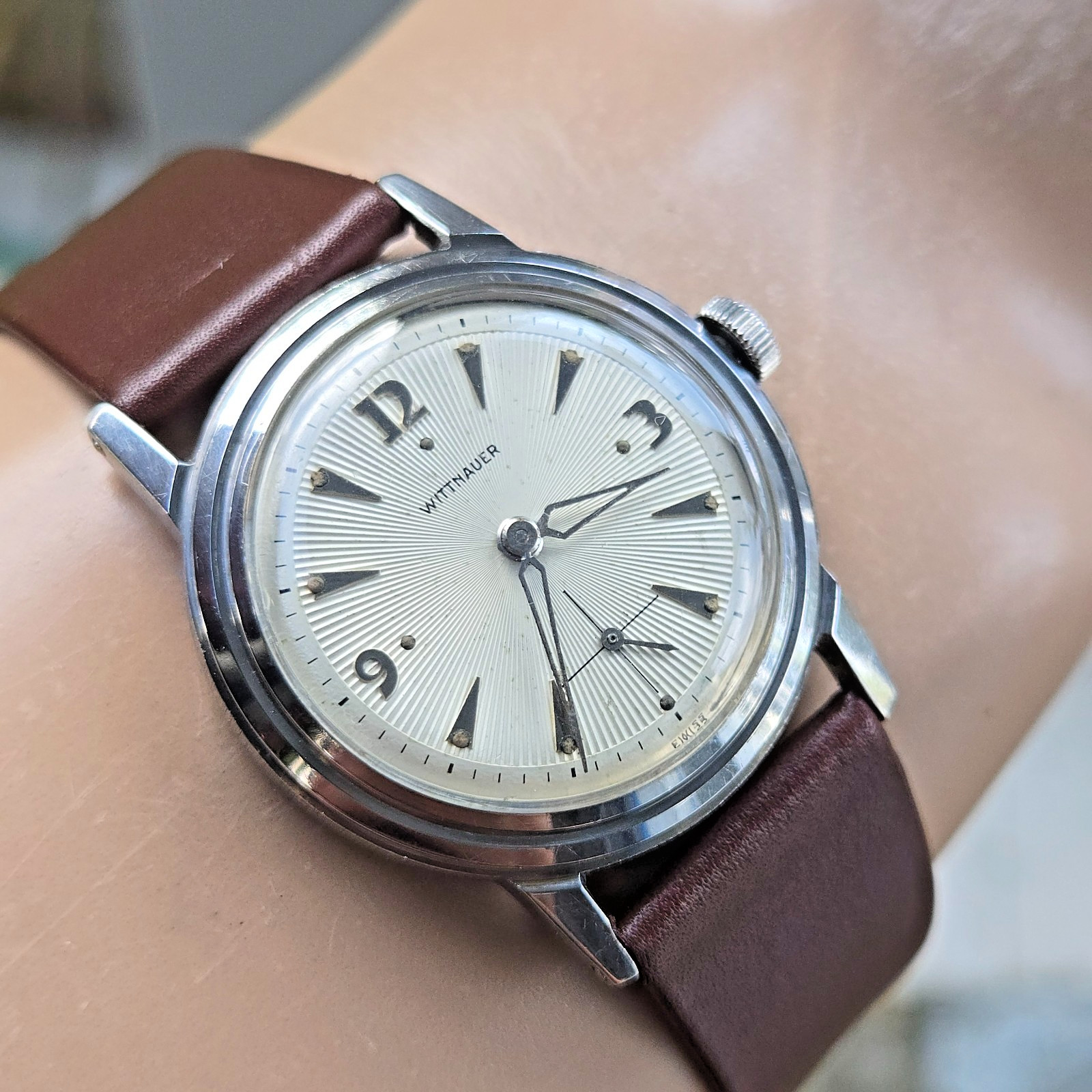 Vintage WITTNAUER men’s manual wind watch 10SG Sunburst dial 1950s