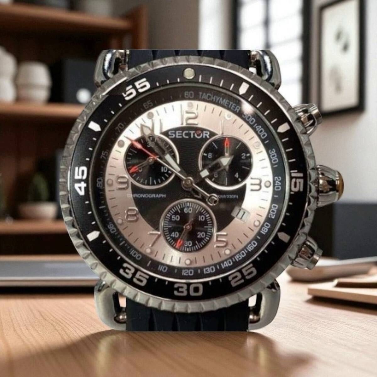 Sector 3251990 Chronograph Quartz Black Silver Date Men’s Watch 44mm Italy
