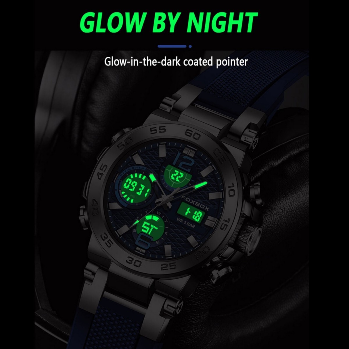 Luxury Mens Watch Quartz Diver Sport Digital Analog 5ATM Waterproof Wristwatch