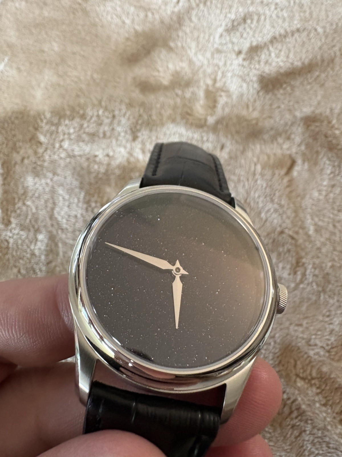 Schaumburg Purista Aventu, Automatic Blue Aventurine Dial , 40MM, Black Leather