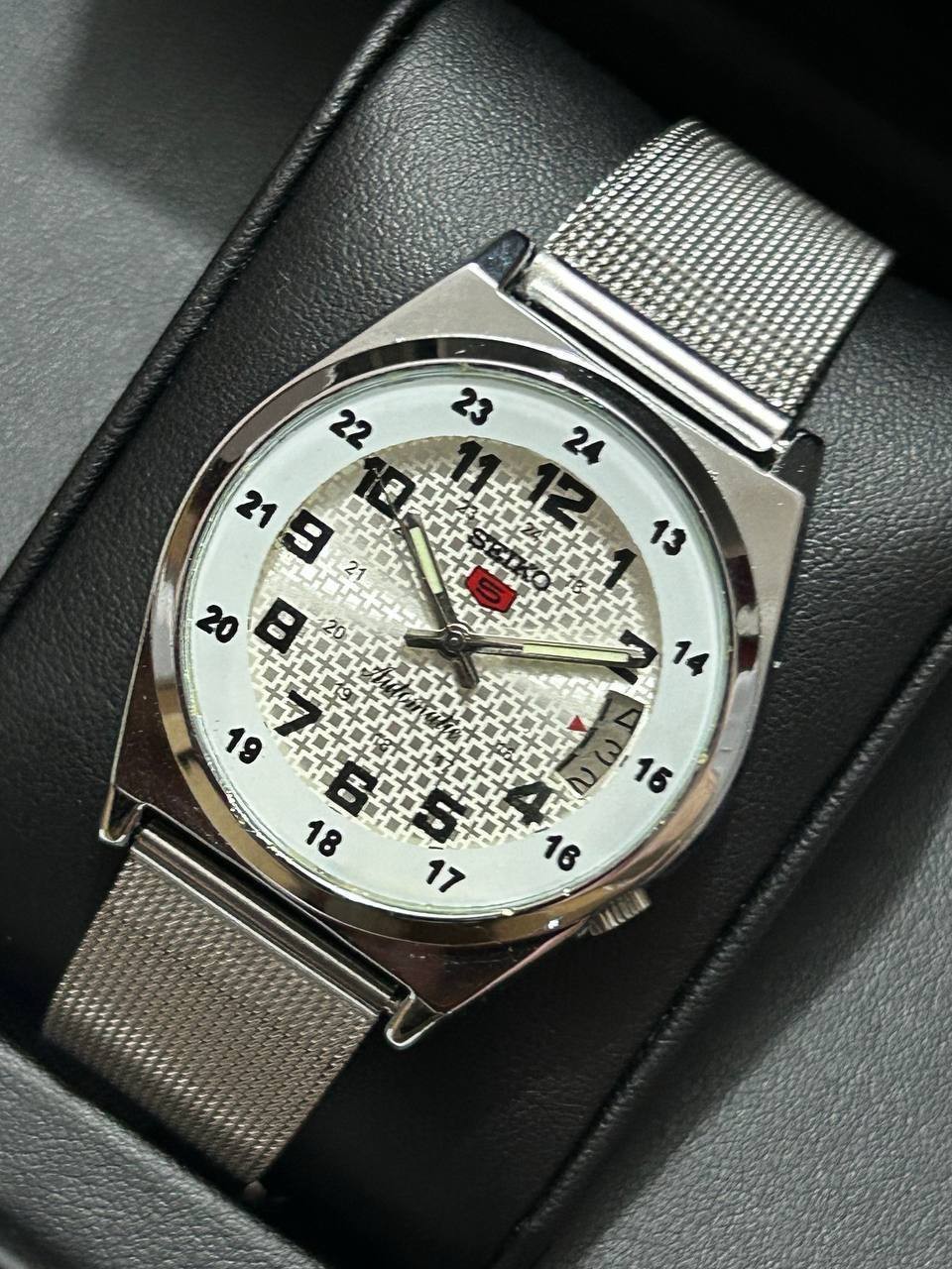 Vintage Refurbished Seiko Automatic Silver Dial D/D Men Wrist Watch 36MM