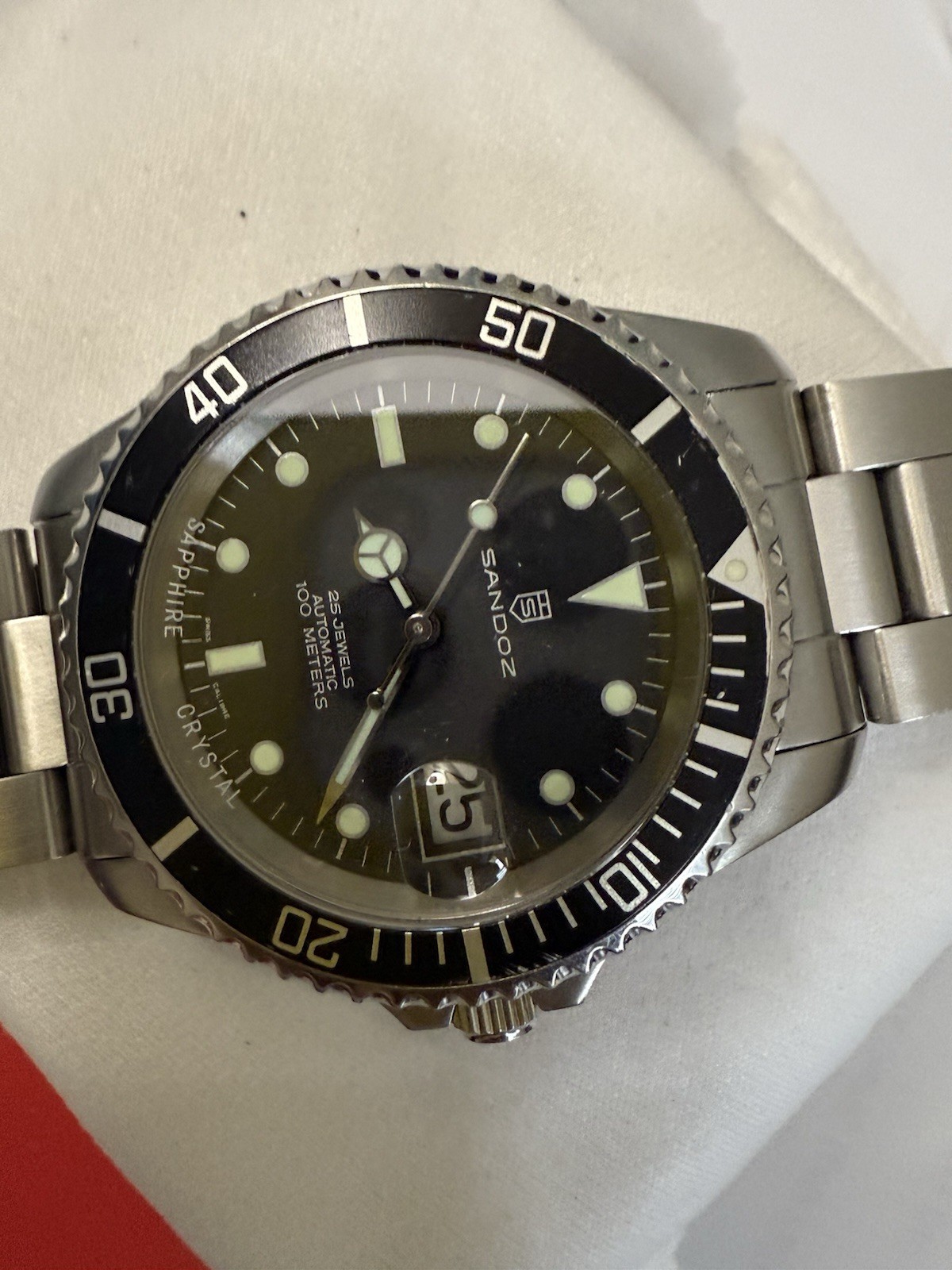 Sandoz Mechanical Automatic Divers Watch With Box And Papers! EXCELLENT