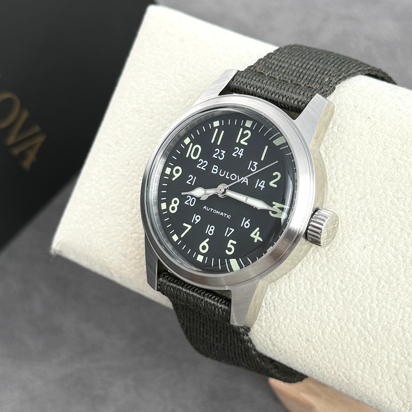 New Bulova Hack VWI Special Edition Automatic 38mm Black Dial Men’s Watch 96A259