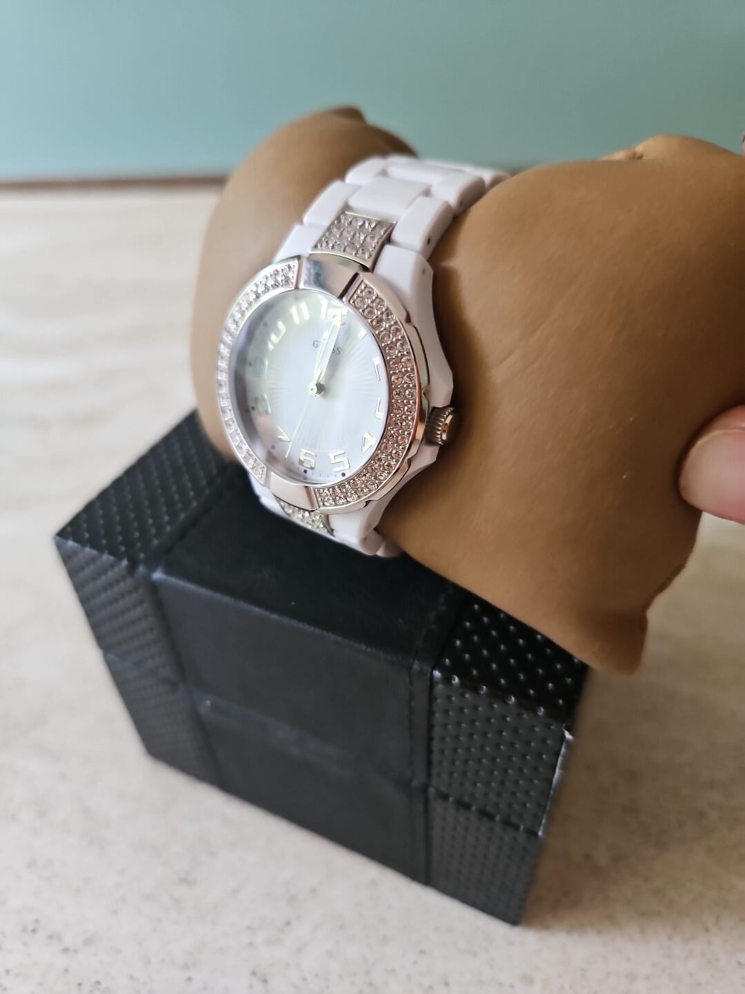 Women’s White Dial With Crystal Rhinestones Polycarbonate W/Original Box