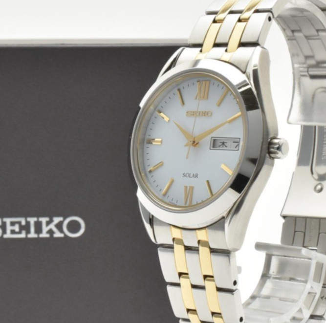 [ Near MINT ] SEIKO V158-0BA0 SBPX085 Solar Day Date Men’s Watch From JAPAN