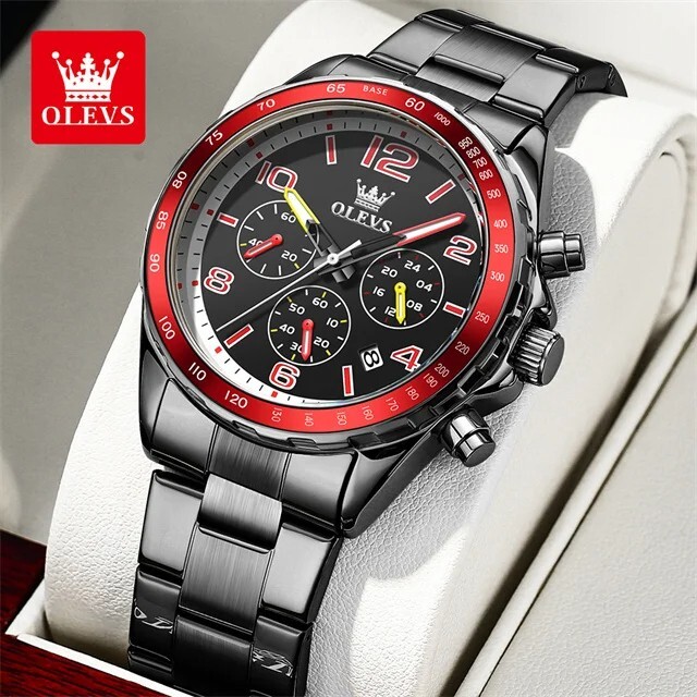 Waterproof Men’s Watch Quartz OLEVS Luminous Luxury Stainless Men Steel Strap